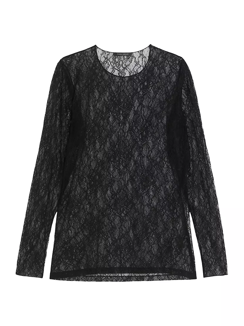 Женская Блузка MARINA RINALDI Uscita Tirana Lace Long-Sleeve Top MARINA RINALDI