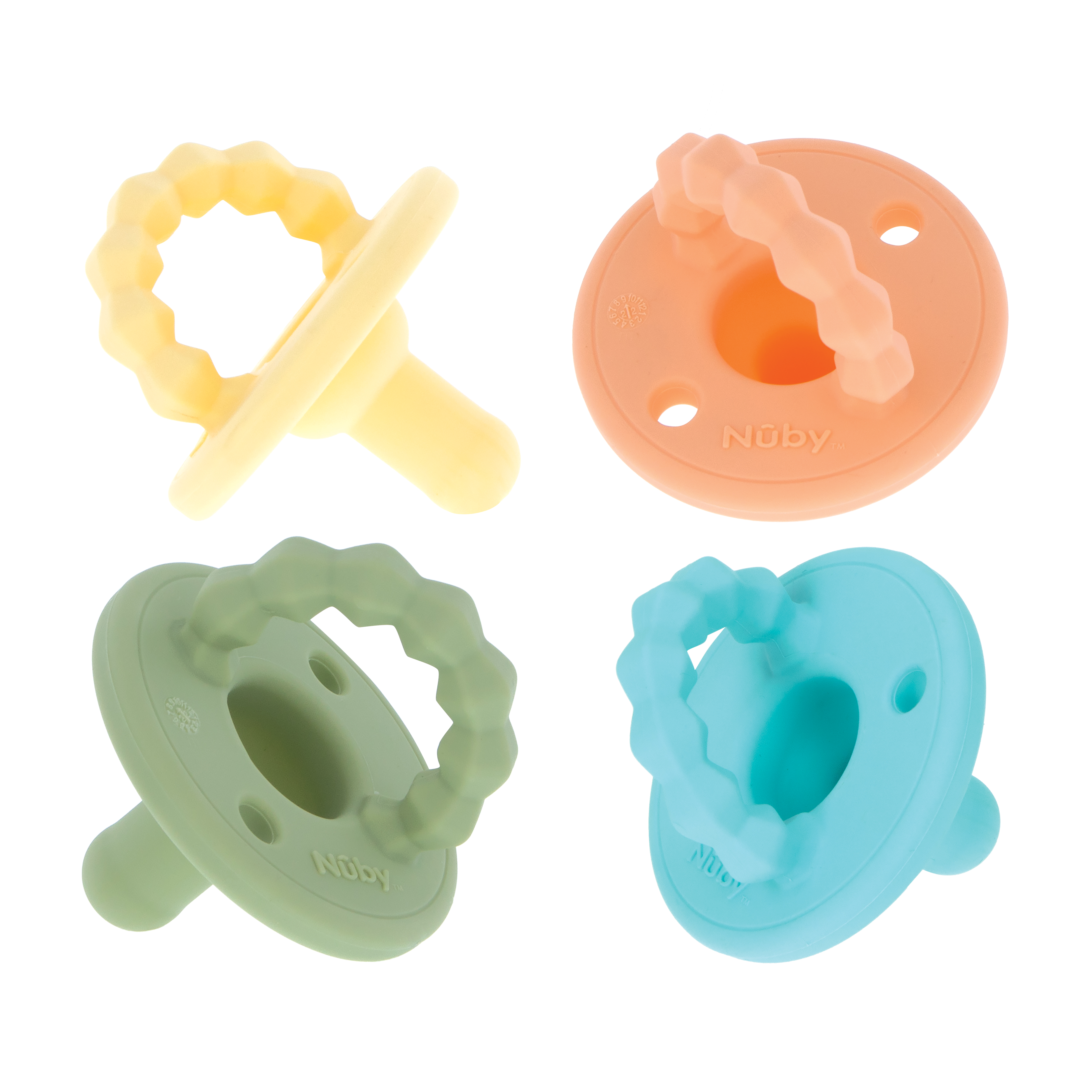 Nuby Softees Pacifier and Teether for Babies, 4 Pack NUBY