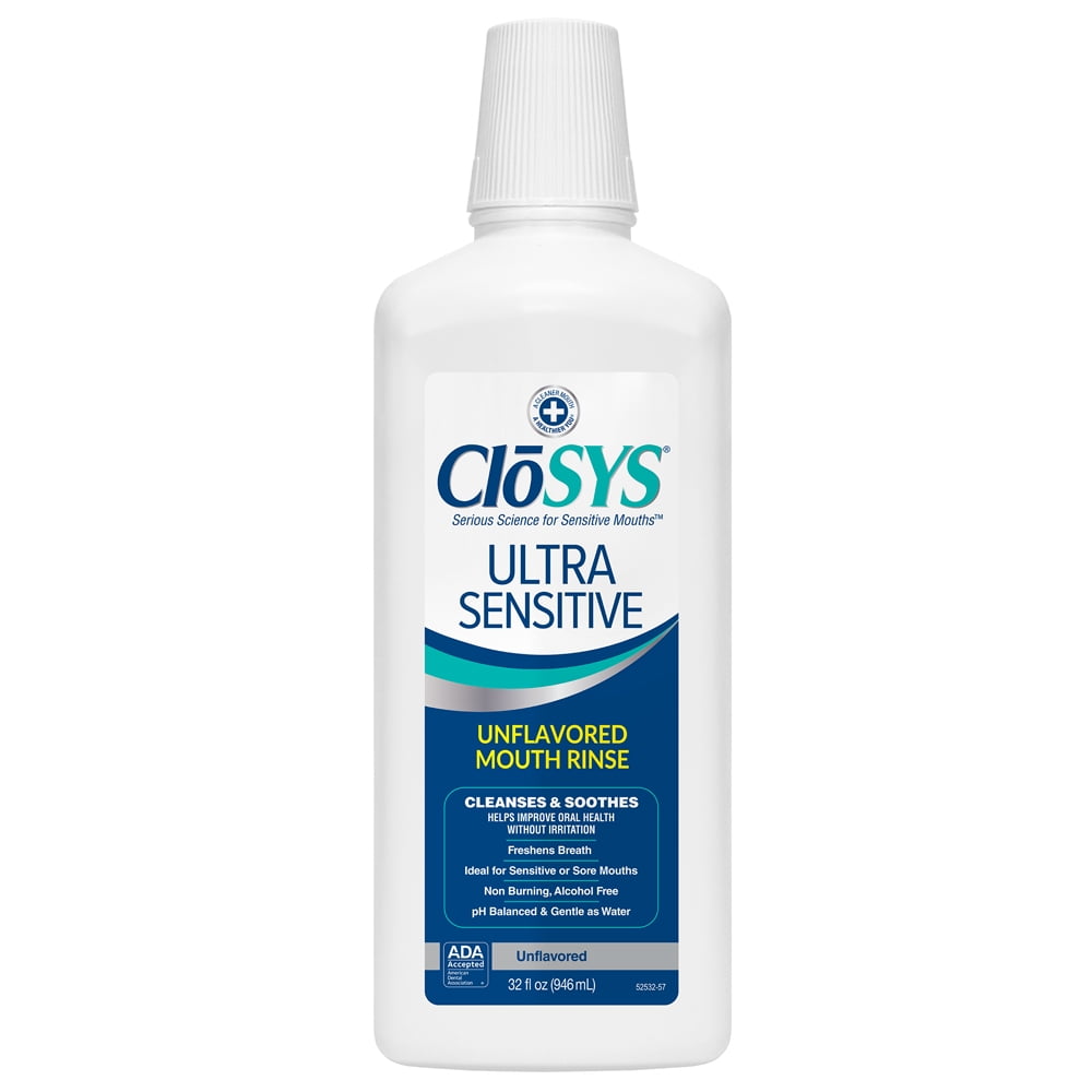 CloSYS Ultra Sensitive Mouthwash Unflavored w/ Optional Flavor Control, 32oz CloSYS