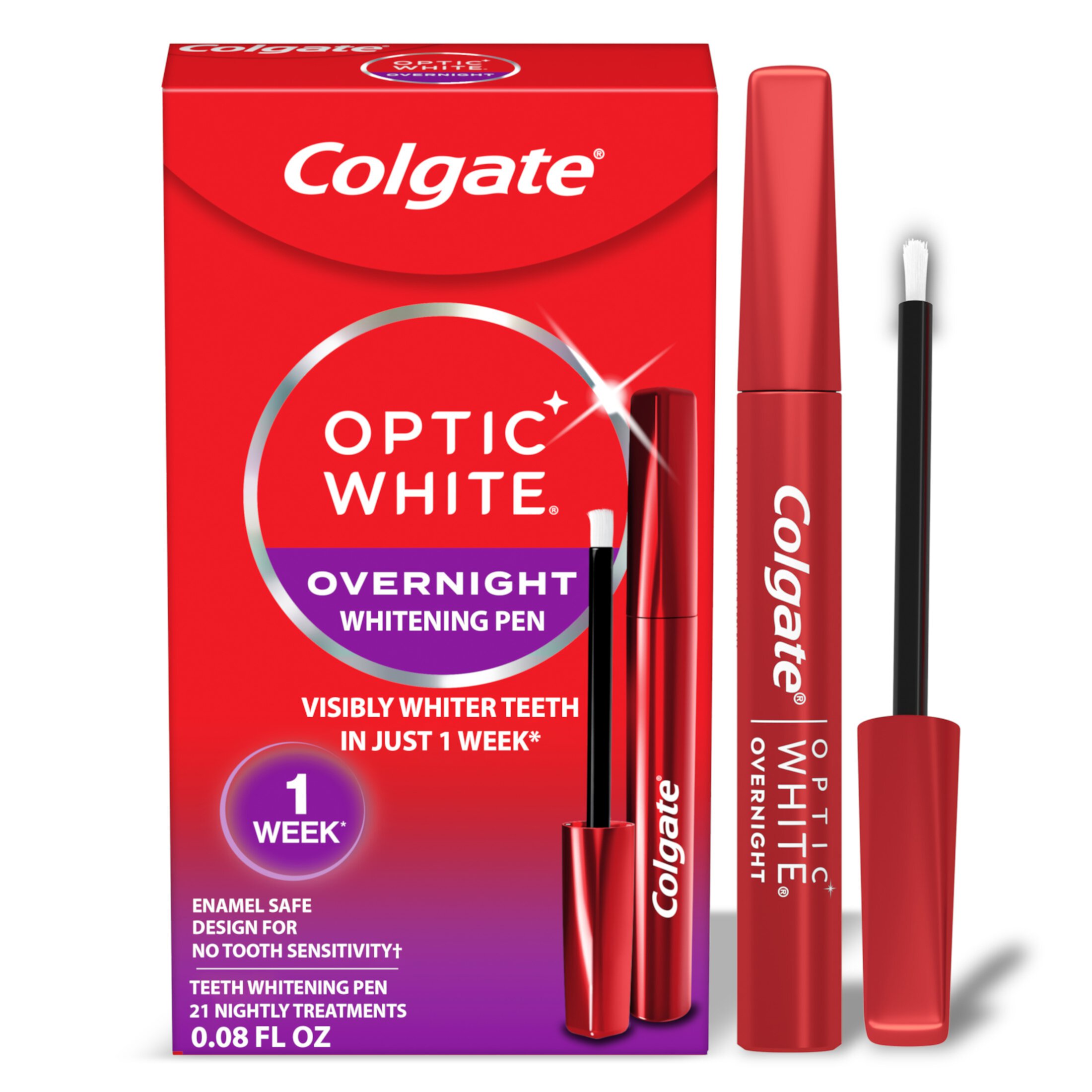 Colgate Optic White Overnight Teeth Whitening Pen, 21 Whitening Treatments, 0.08 oz Visit the Colgate Store