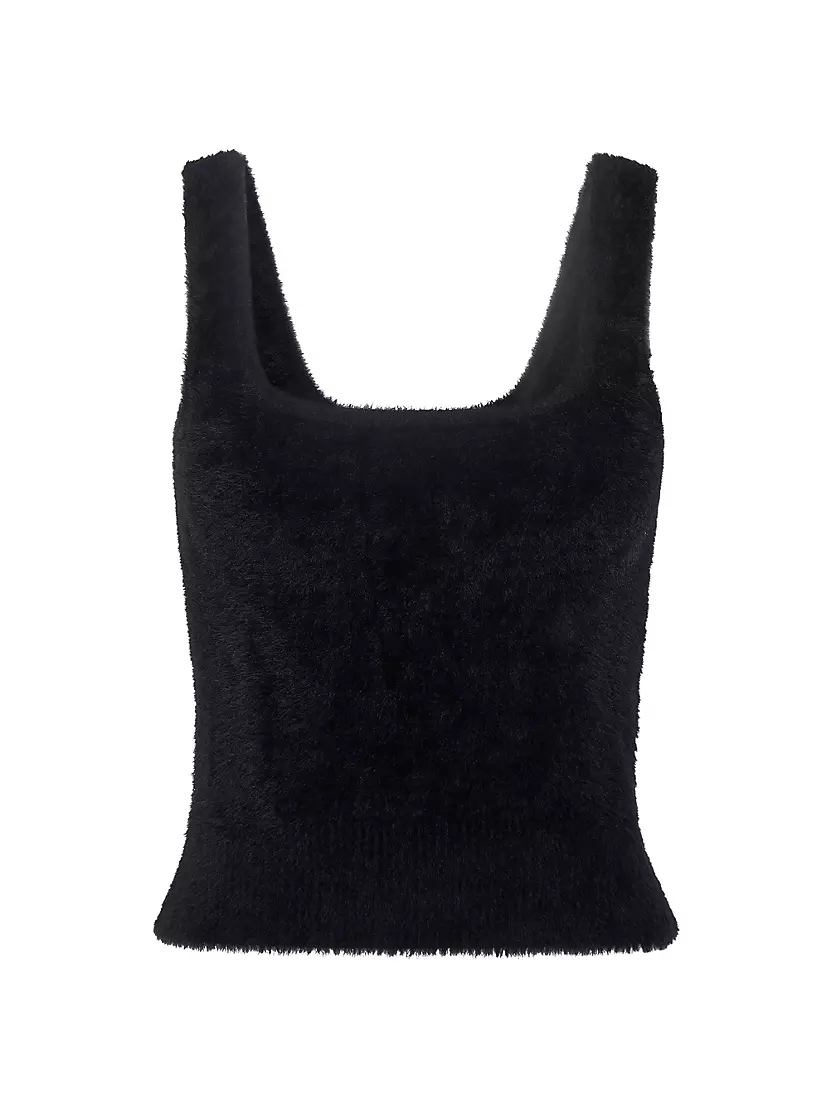 Женская Укороченная футболка Good American Fuzzy Knit Tank Good American