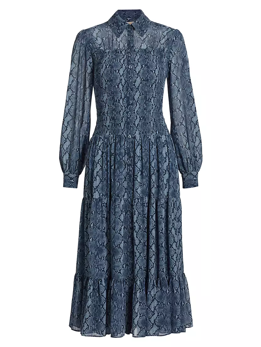 Женское Повседневное платье MICHAEL Michael Kors Smocked Button Down Shirtdress MICHAEL Michael Kors