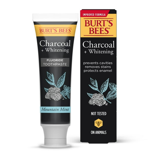 Burt's Bees Toothpaste, Natural Flavor, Charcoal with Fluoride Toothpaste, Mountain Mint, 4.7 oz BURT'S BEES