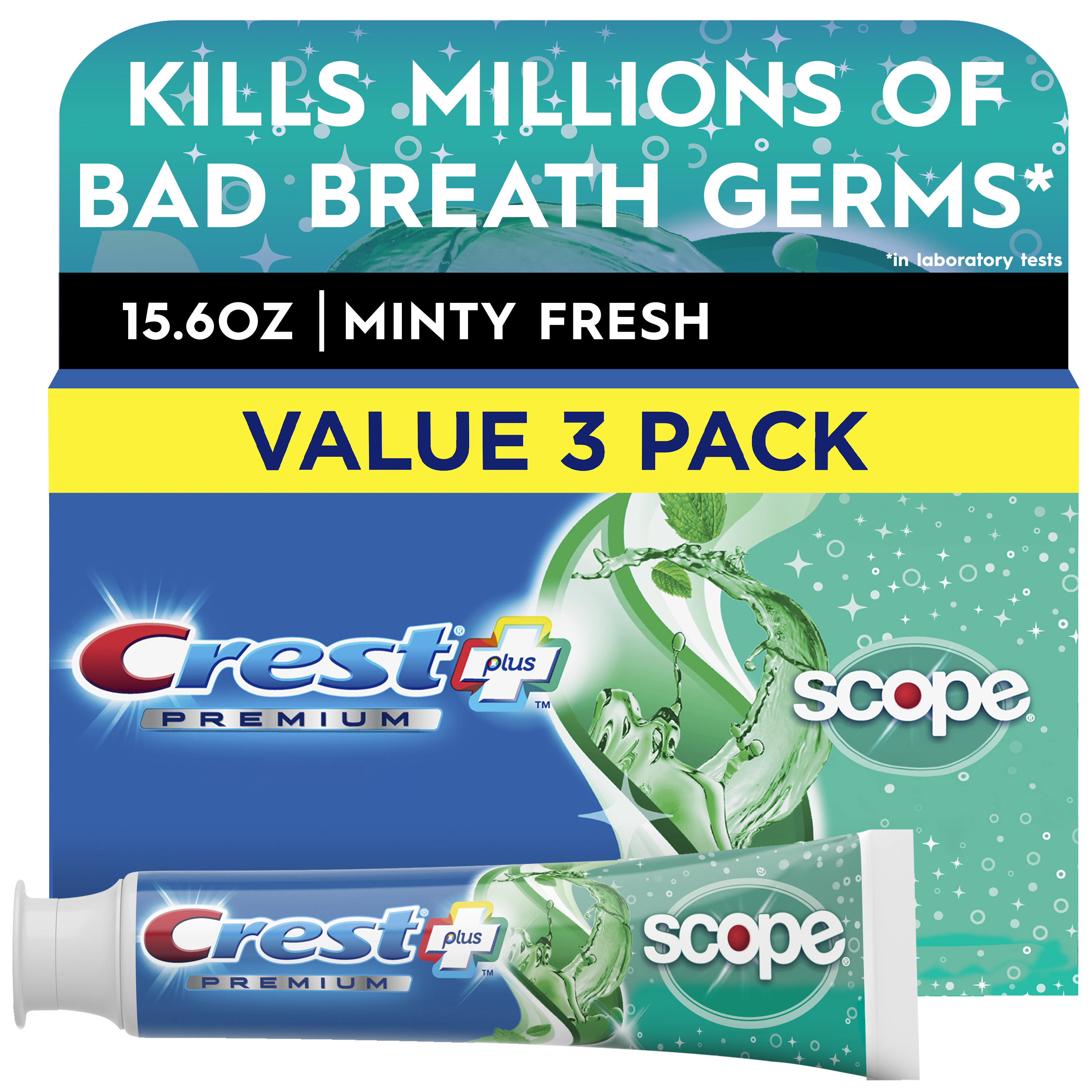 Crest Premium Plus Scope Toothpaste, Minty Fresh Flavor, 5.2 oz, 3 Pack Crest