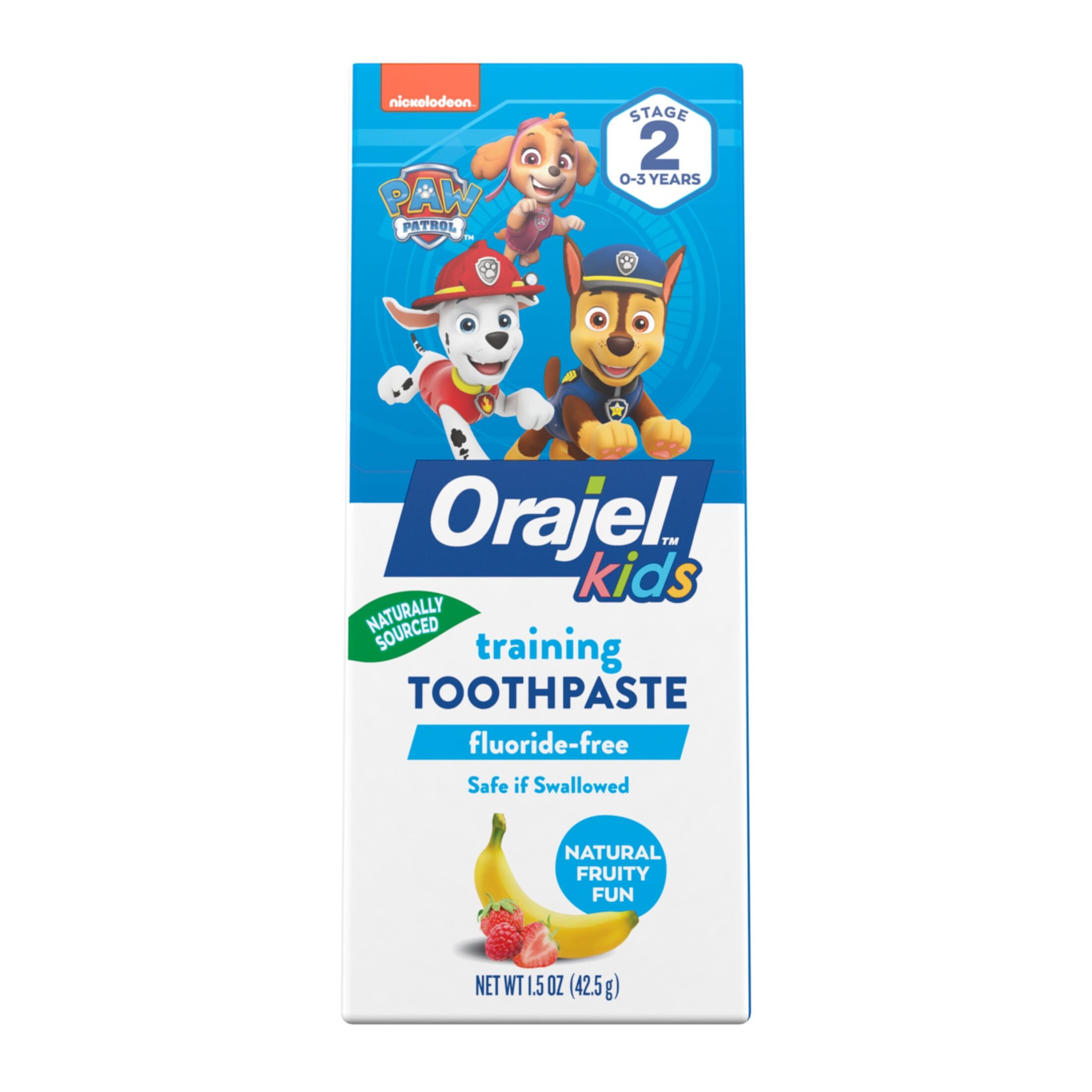 Orajel Kids PAW Patrol Training Toothpaste Fluoride-Free, Natural Fruity Fun Flavor, 1.5 oz Orajel