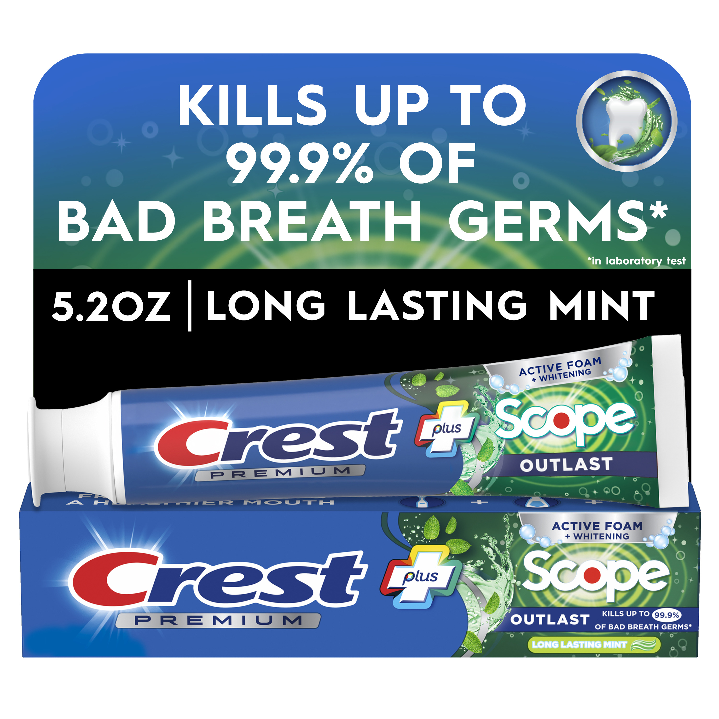 Crest Premium Plus Scope Outlast Toothpaste, Long Lasting Mint Flavor, 5.2 oz Crest