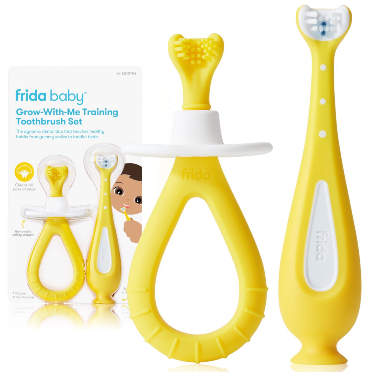 Frida Baby Grow with Me Baby Training Toothbrush Set, Infant to Kids Toothbrush, 2 Piece Frida Baby