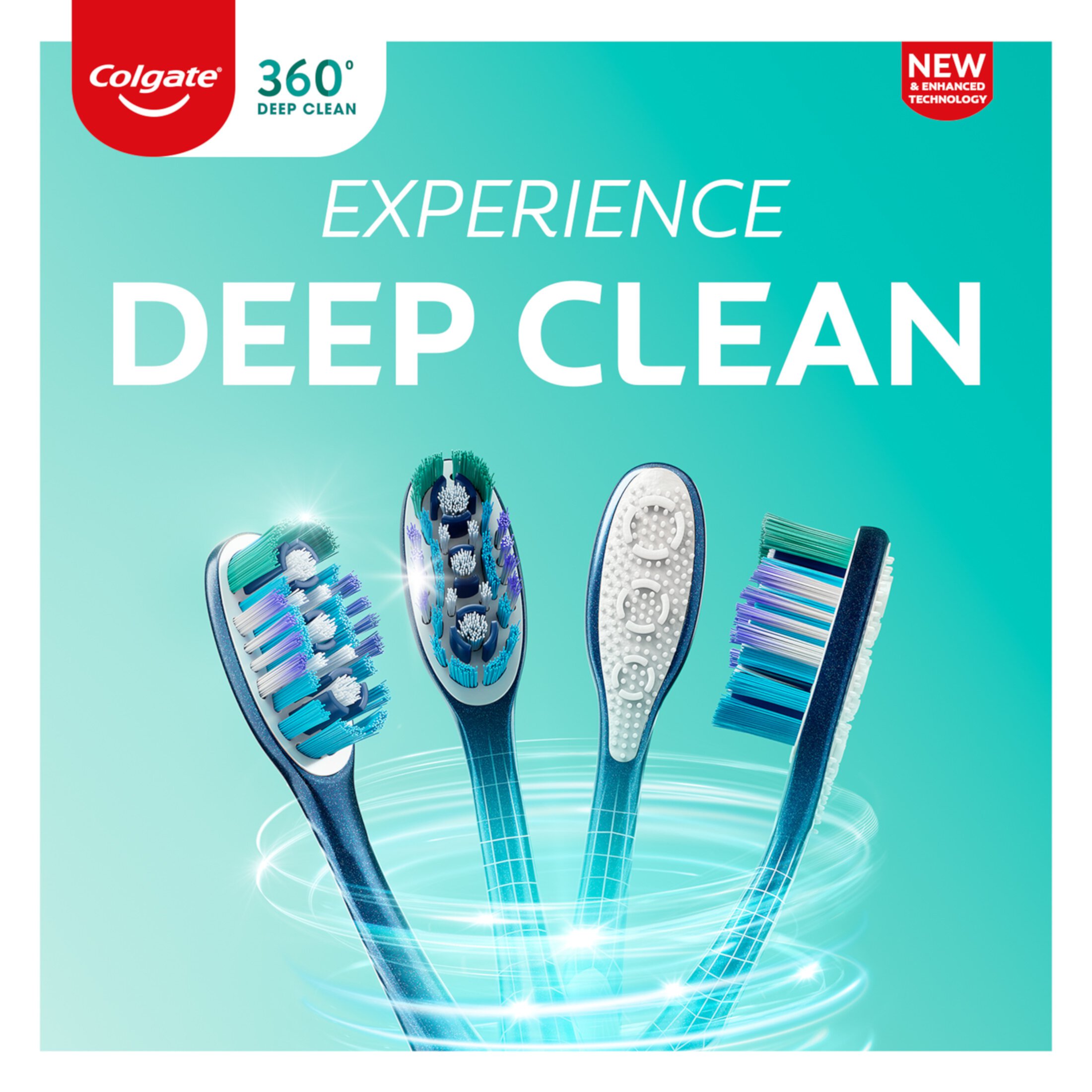 Colgate 360 Whole Mouth Clean Medium Toothbrush, Adult Toothbrush, 4 Pack Colgate