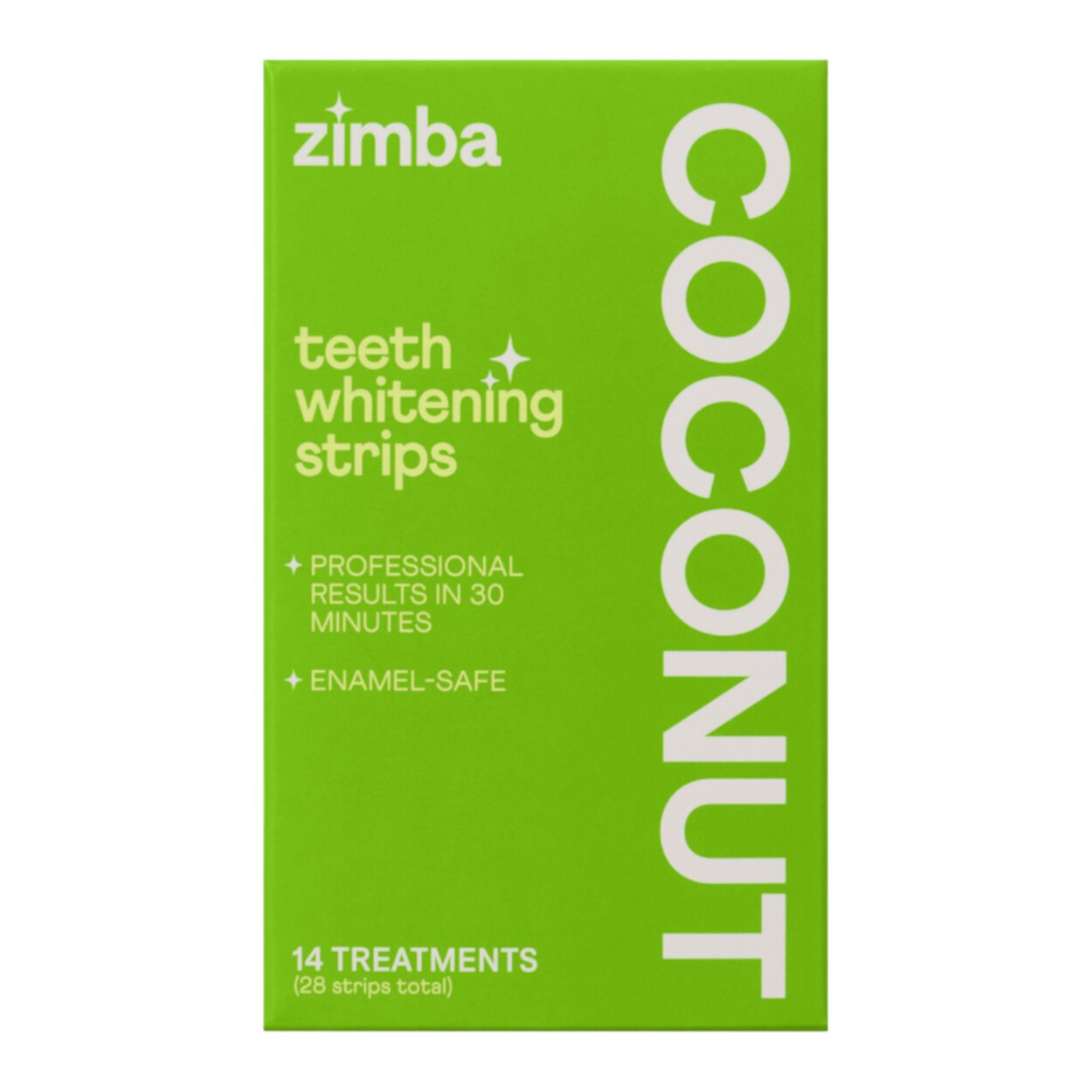 Zimba Teeth Whitening Strips, Enamel Safe Vegan Teeth Whitener, 28 Strips, 14 Treatments, Coconut Zimba