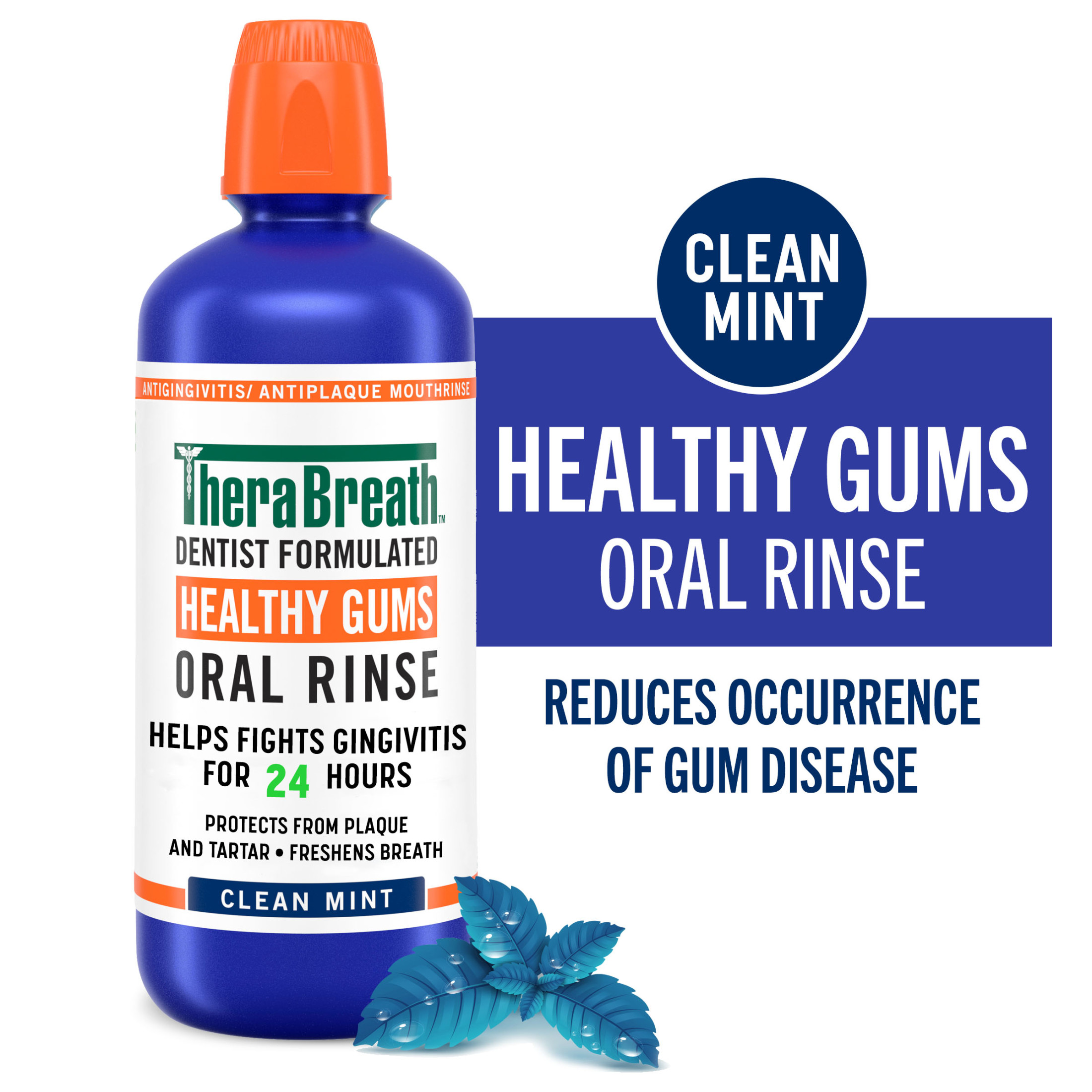 TheraBreath Healthy Gums Mouthwash, Antigingivitis Mouth Rinse for Adults, Clean Mint, 16 fl oz TheraBreath