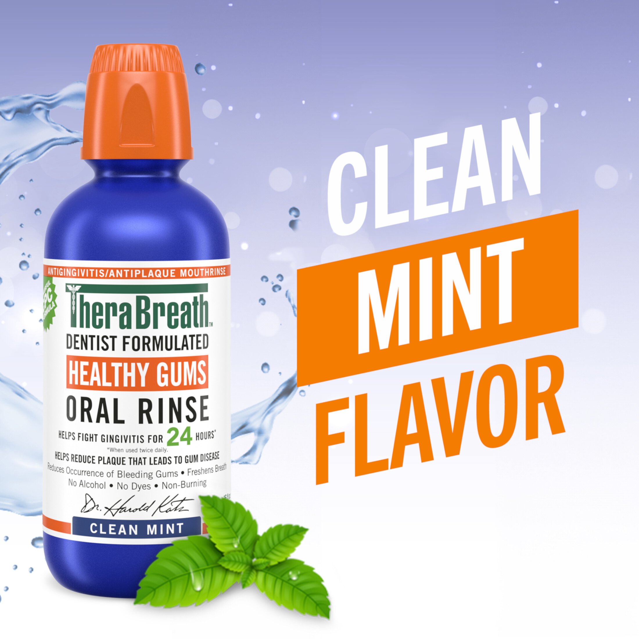 TheraBreath Healthy Gums Mouthwash, Clean Mint, Antigingivitis, 1 Liter TheraBreath