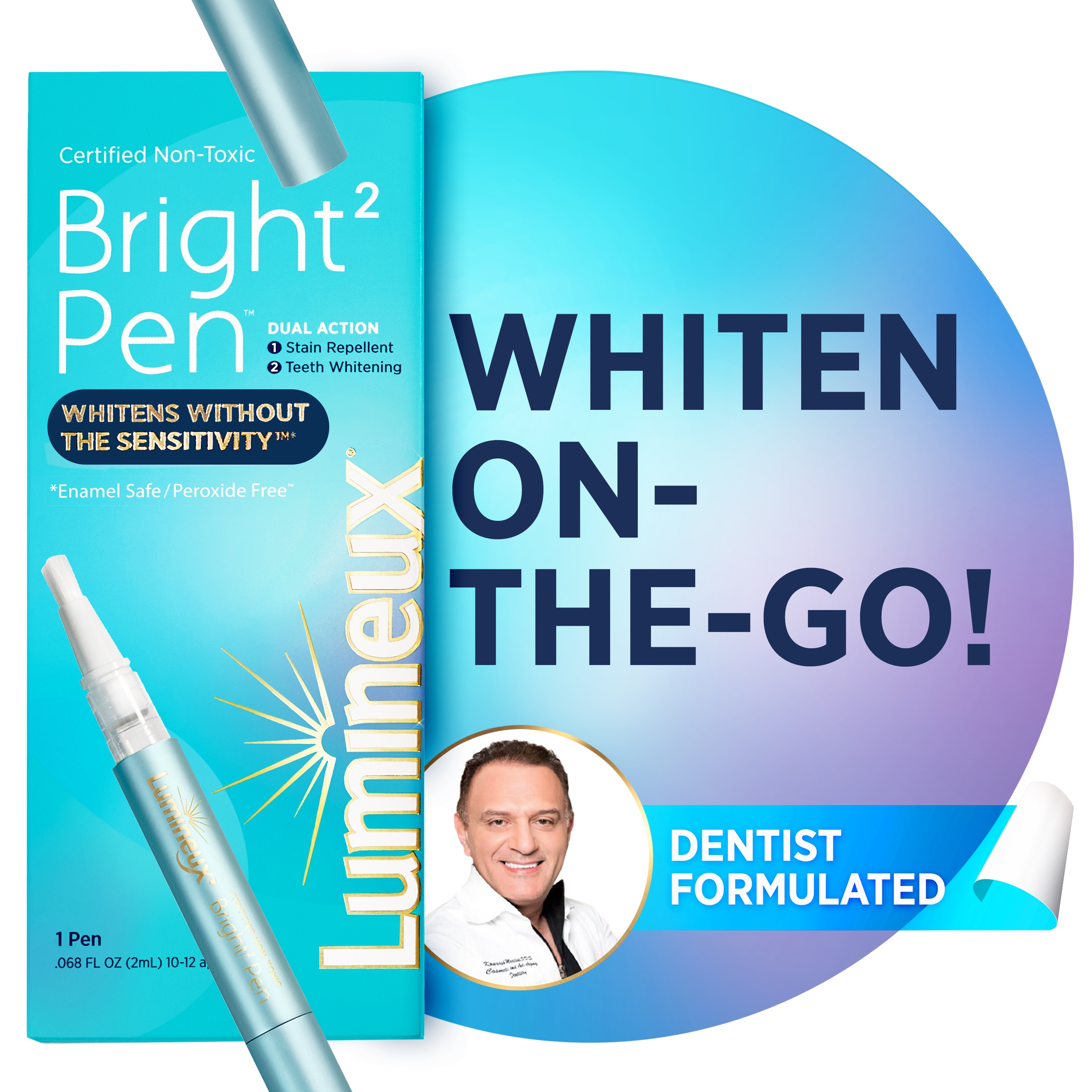 Lumineux Teeth Whitening & Dual Action Stain Repellant Bright, Fresh Mint Flavor, 1 Pen Lumineux