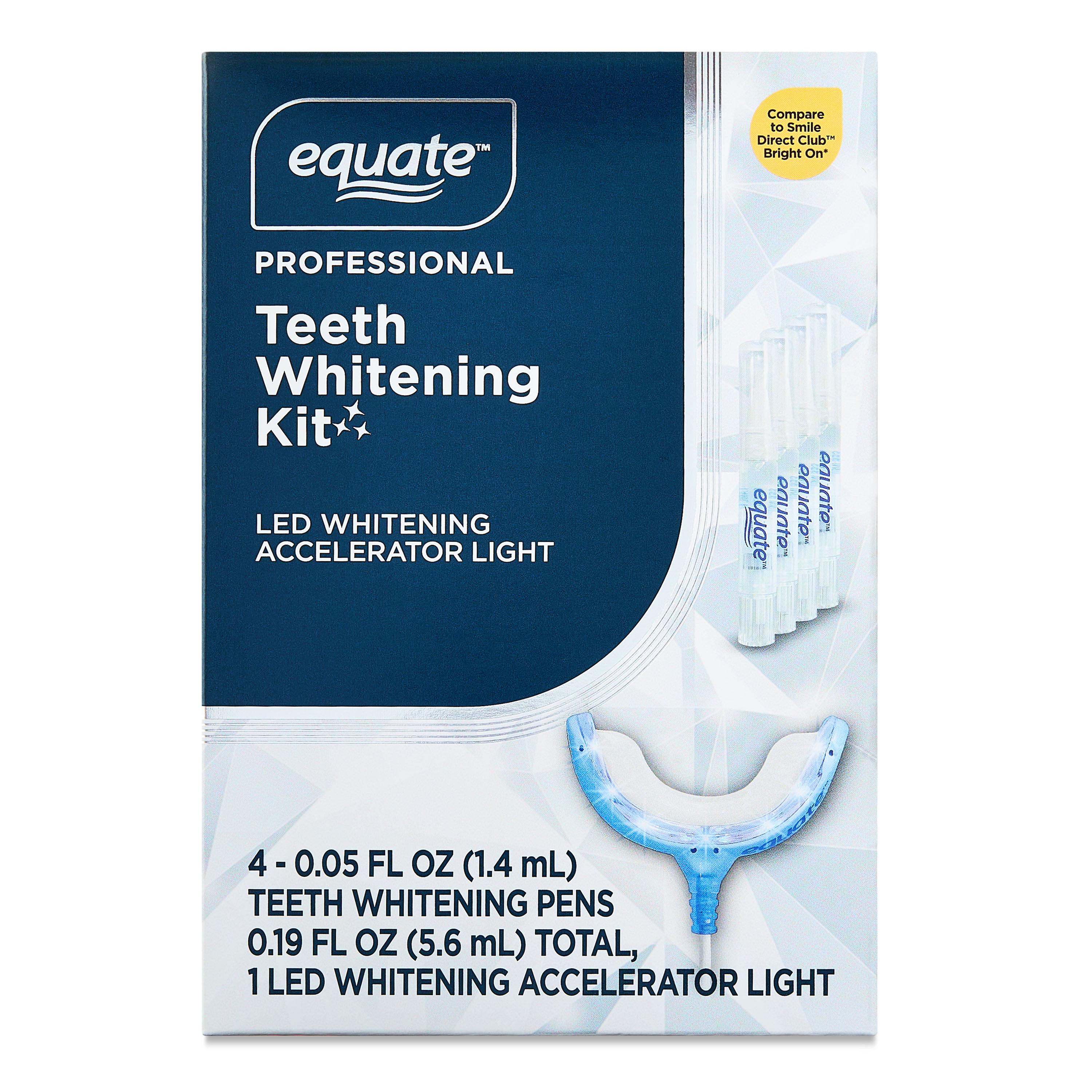 Equate Premium Teeth Whitening Kit, 4 Gel Pens + 1 LED Light - Unflavored Equate