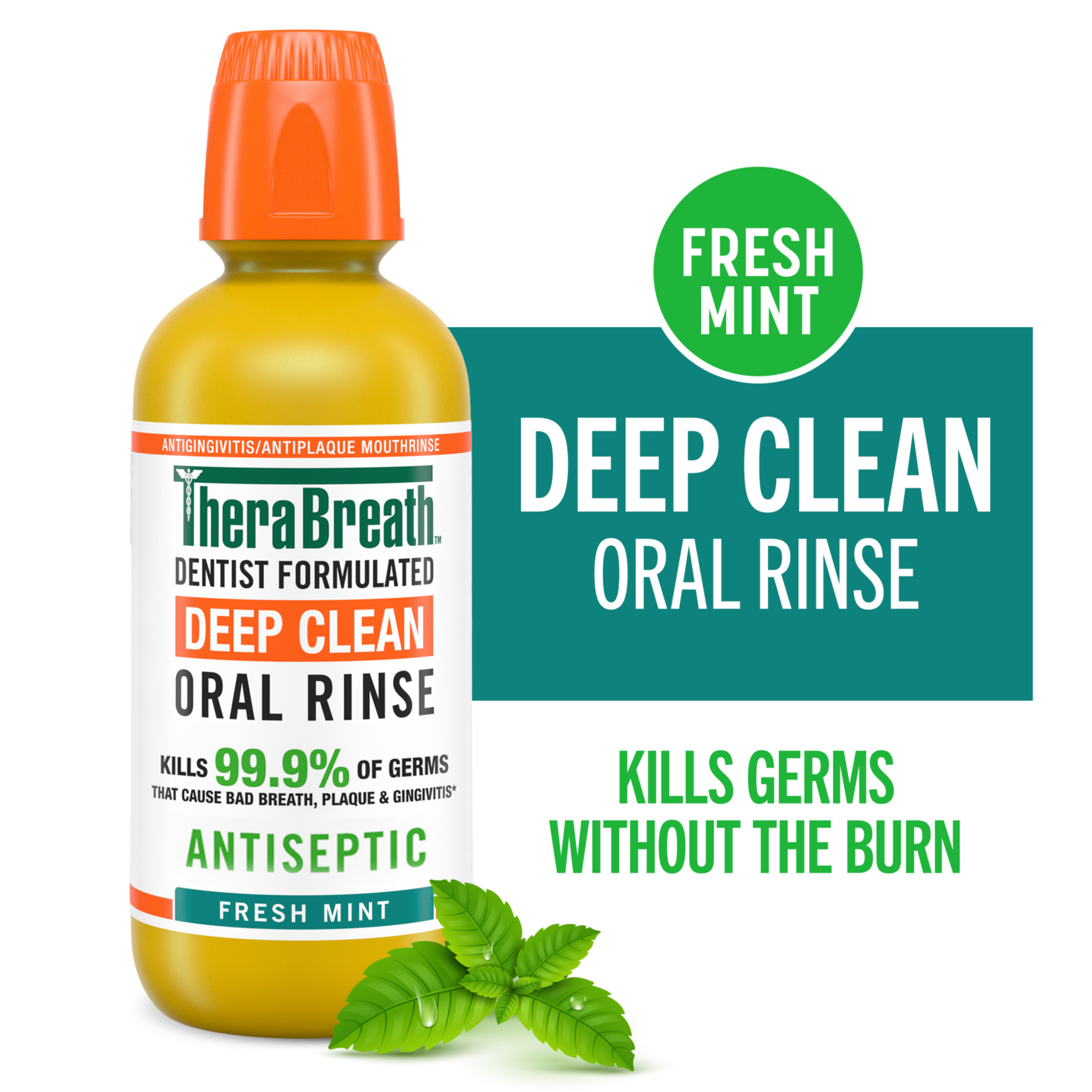 TheraBreath Deep Clean Mouthwash, Alcohol Free, Fresh Mint, 16 fl oz TheraBreath