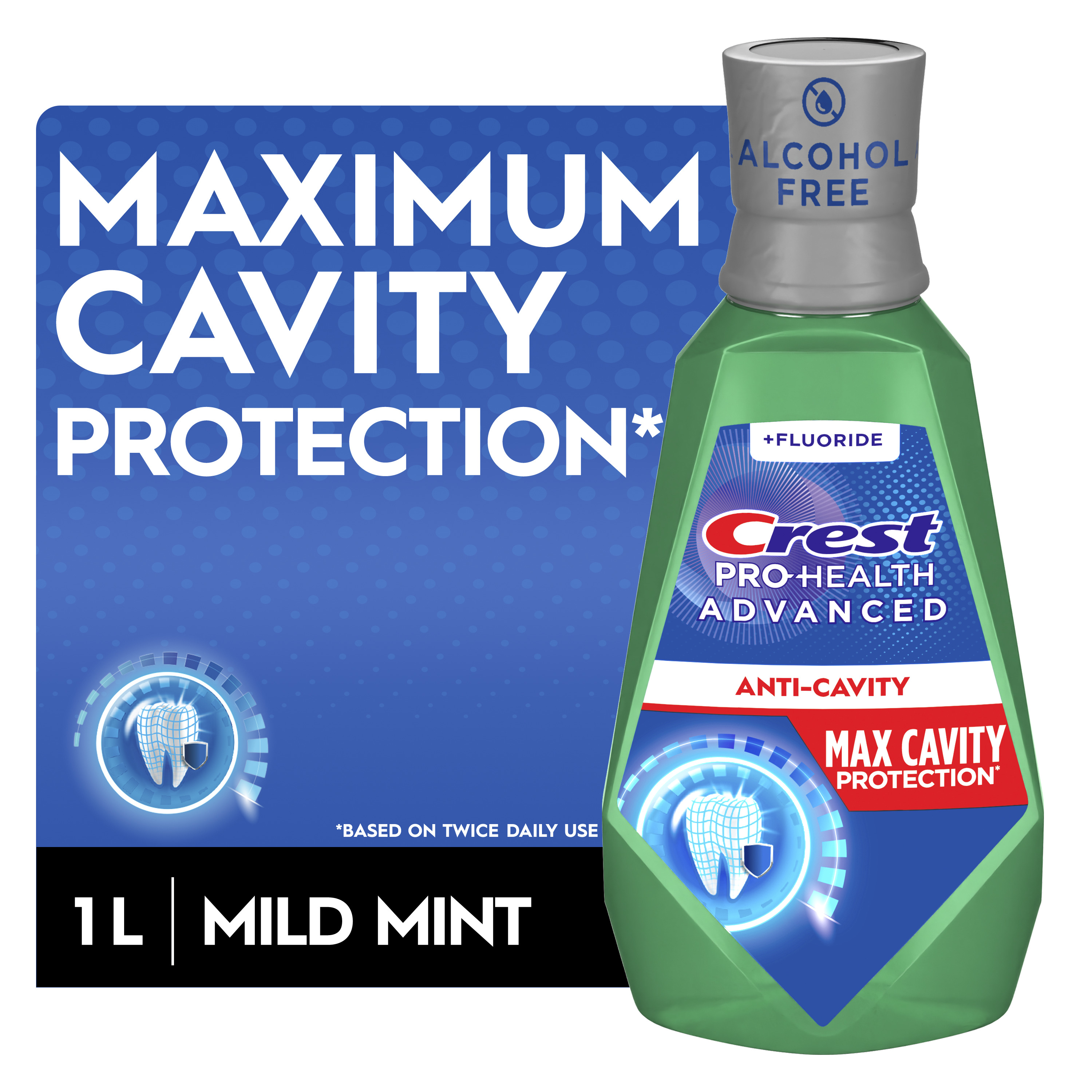 Crest Pro-Health Advanced Maximum Cavity Protection Mouthwash - Mild Mint - 1L Crest