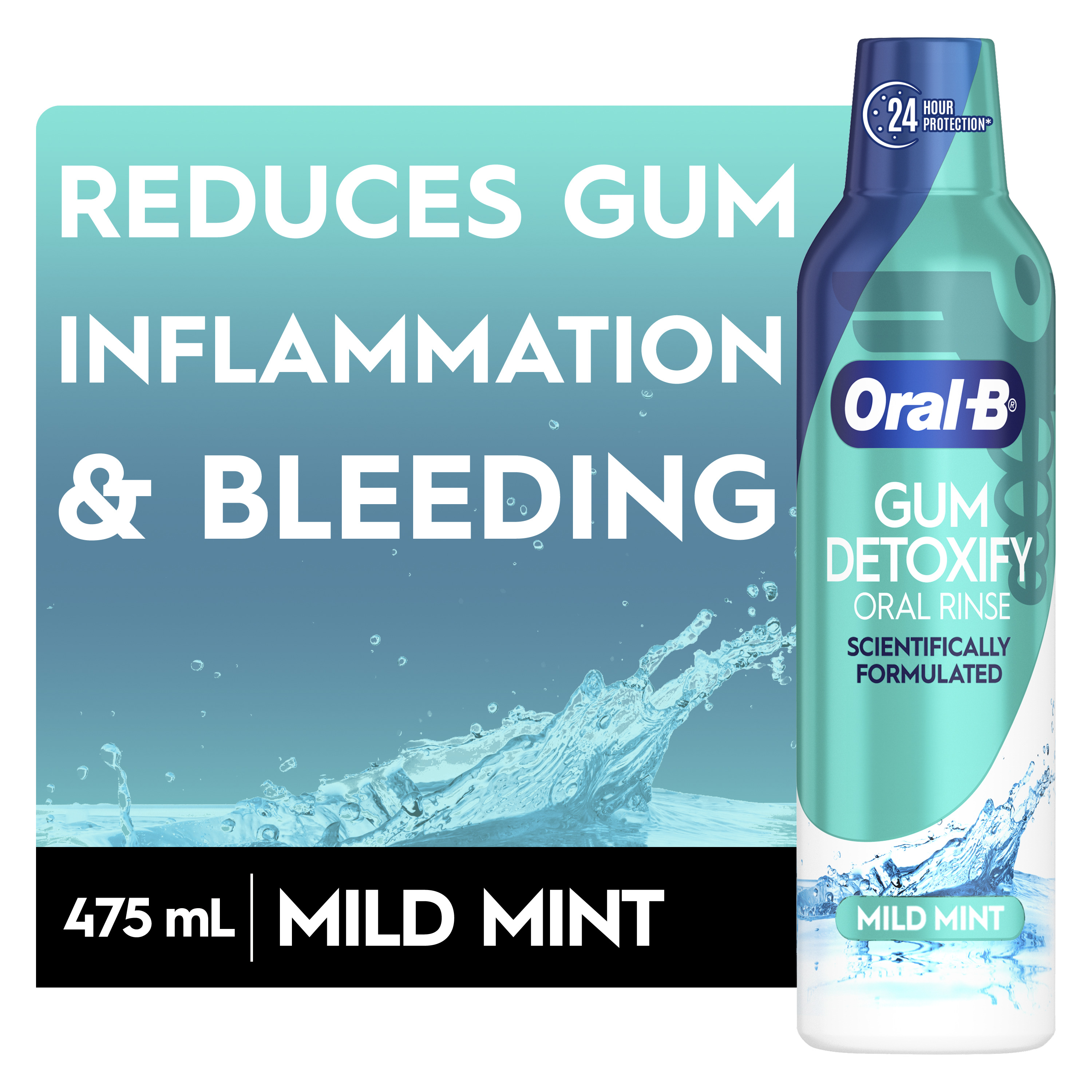 Oral-B Gum Detoxify Mouthwash Oral Rinse, Mild Mint Flavor, 16 fl oz Oral-B