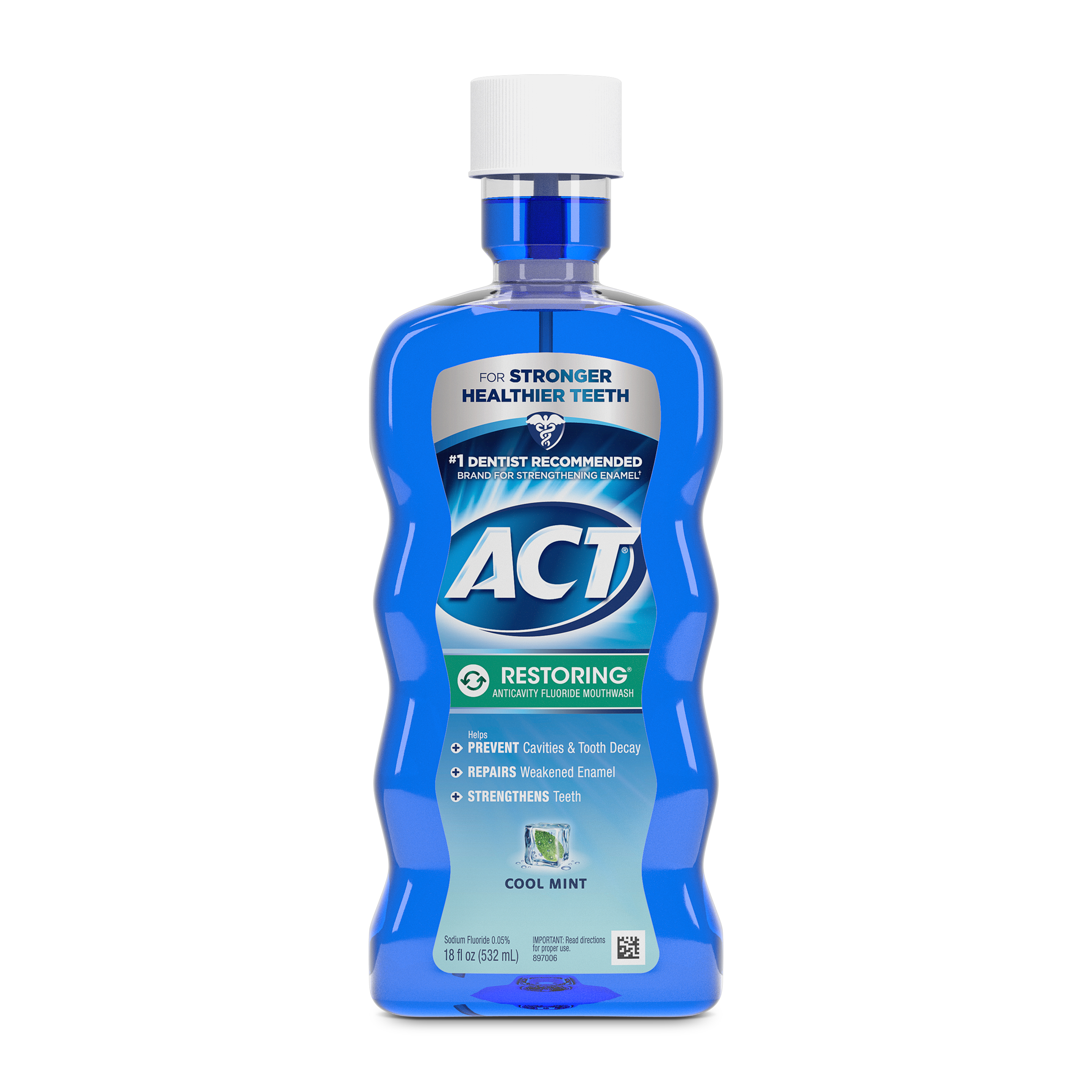 ACT Restoring Anticavity Fluoride Mouthwash, Cool Mint, 18 fl. oz. Act