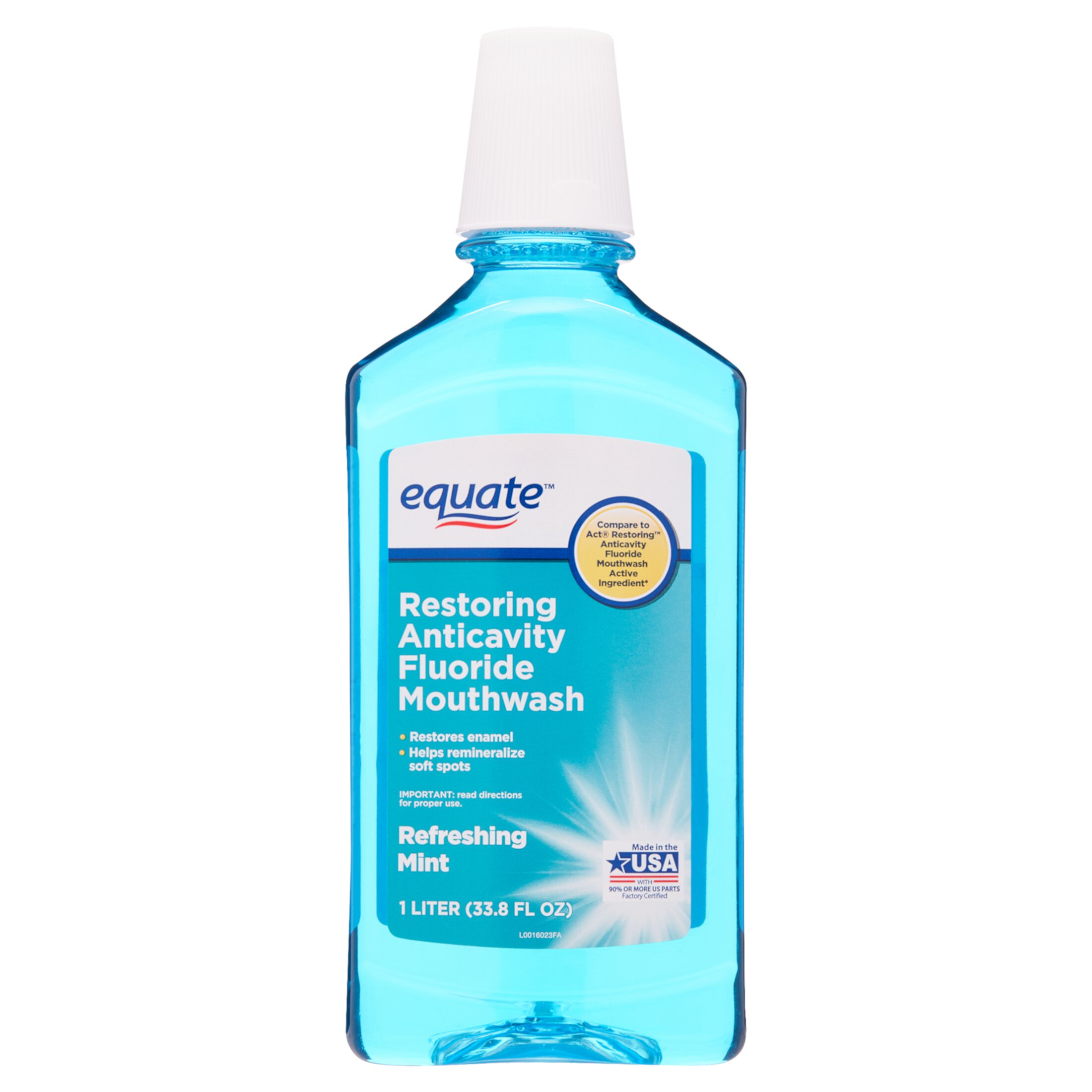 Equate Restoring Anticavity Fluoride Mouthwash, Refreshing Mint, 33.8 fl oz Equate