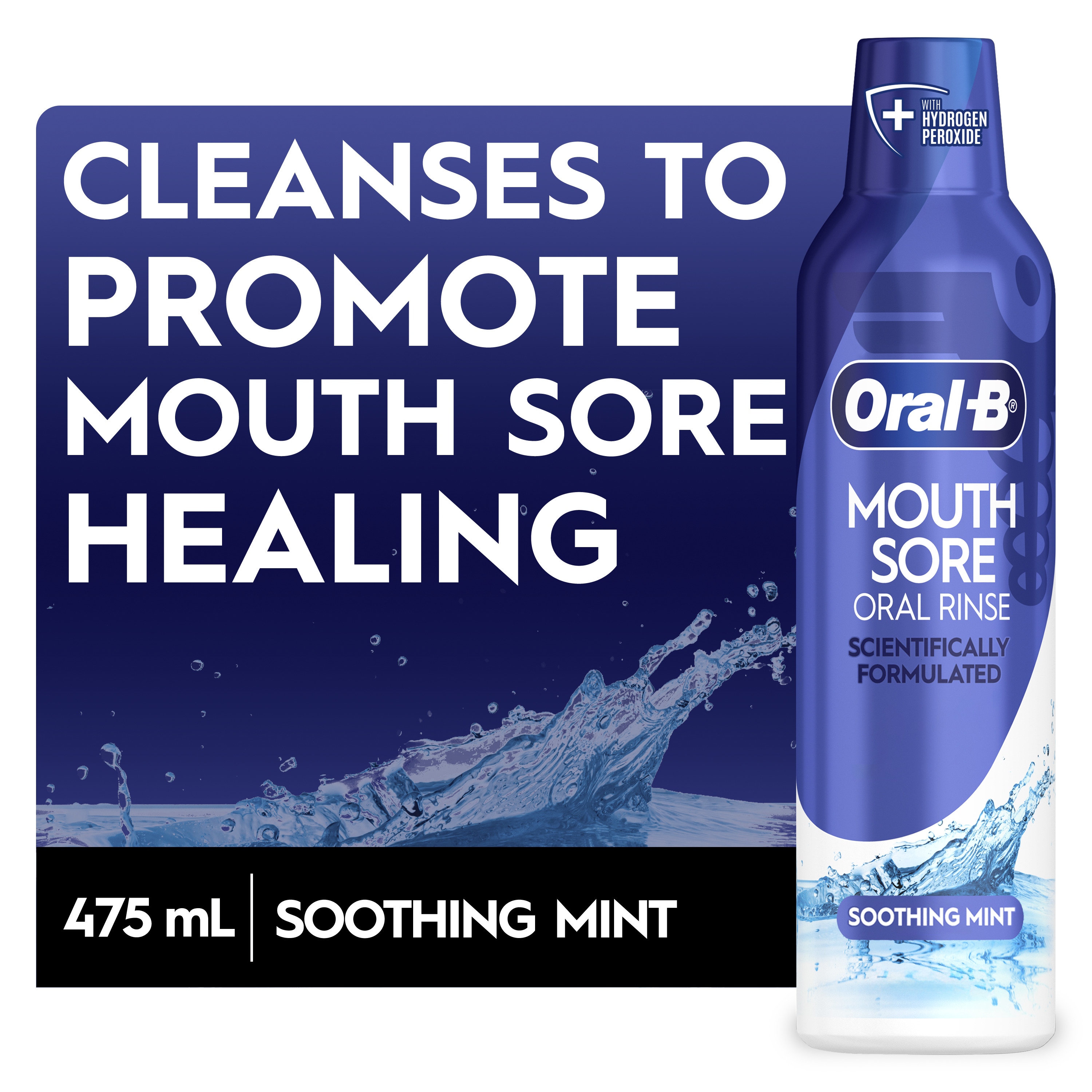 Oral-B Mouth Sore Oral Rinse, Soothing Mint Flavor, 475 ml (16 fl oz) Oral-B