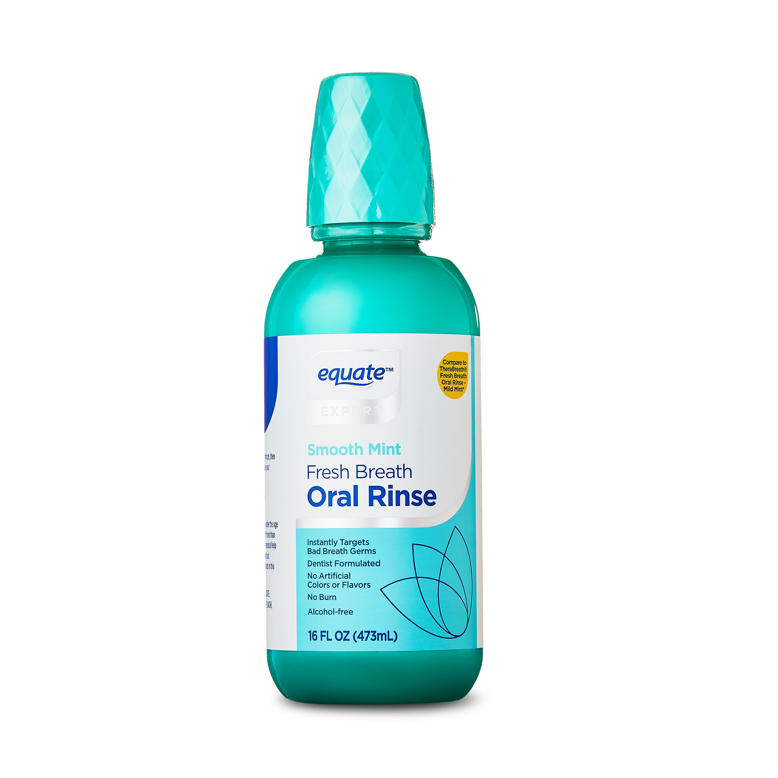 Equate Fresh Breath Oral Rinse Alcohol Free Mouthwash, Smooth Mint Flavor,16 fl oz Equate