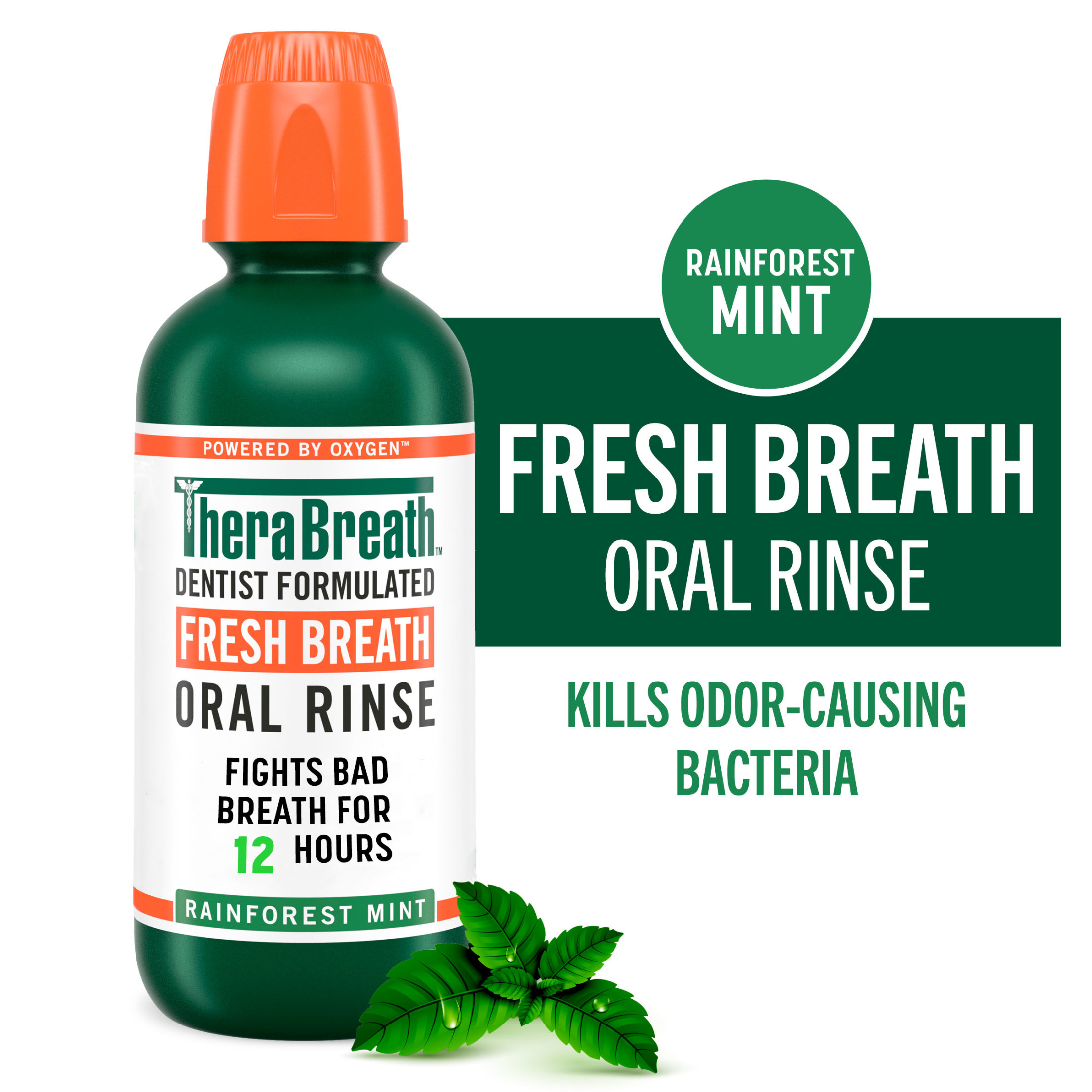 TheraBreath Fresh Breath Mouthwash, Rainforest Mint, Alcohol-Free Mouthwash for Adults, 16 fl oz TheraBreath