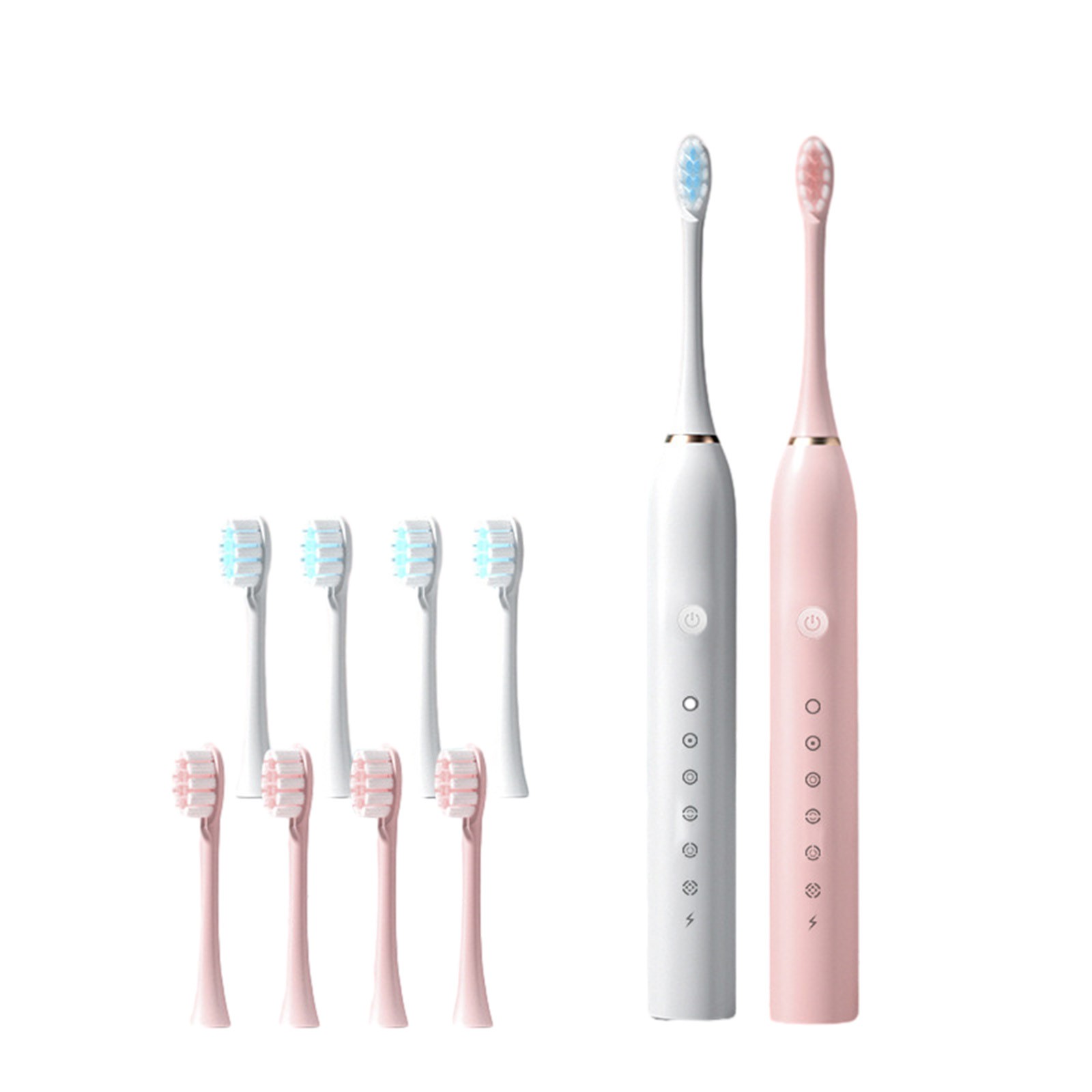 CzestPyake 2 Pack Electric Toothbrush with 8 Brush Heads, IPX7 Waterproof 6 Modes 42000vpm with Smart Timers, Sonic Electric Toothbrush for Adults,Pink CzestPyake