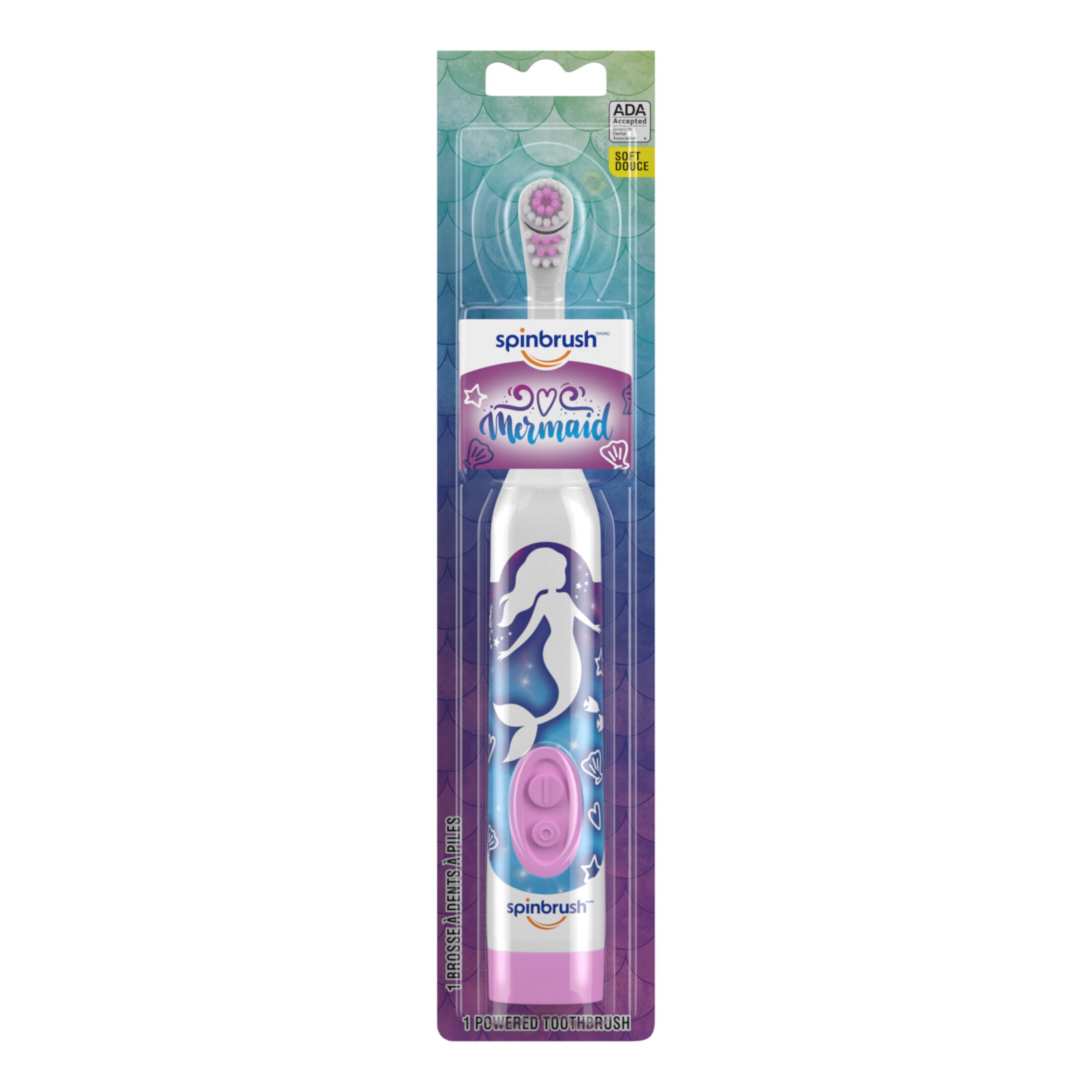 Mermaid Spinbrush Kids Electric Toothbrush, Battery-Powered, Soft Bristles, Ages 3+ Visit the Spinbrush Store