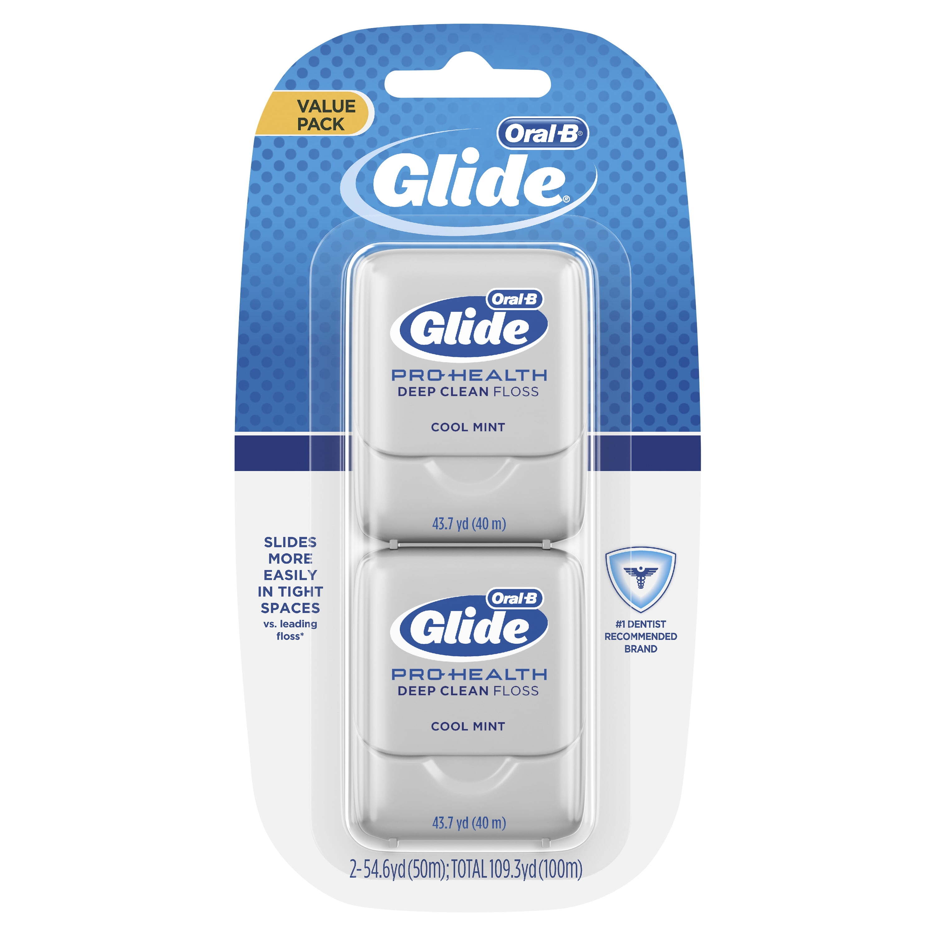 Oral-B Glide Pro-Health Deep Clean Waxed Dental Floss, Cool Mint, 40 M, Pack of 2 Oral-B