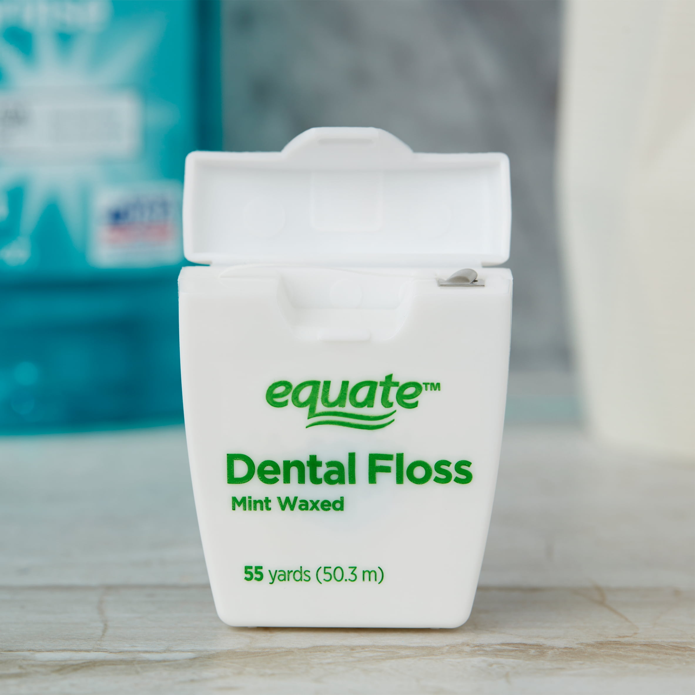 (6 pack) Equate Mint Waxed Dental Floss, Removes Plaque and Food Debris, Stimulates Gums, Gentle Cleaning, Nylon Floss, 55 Yds Equate