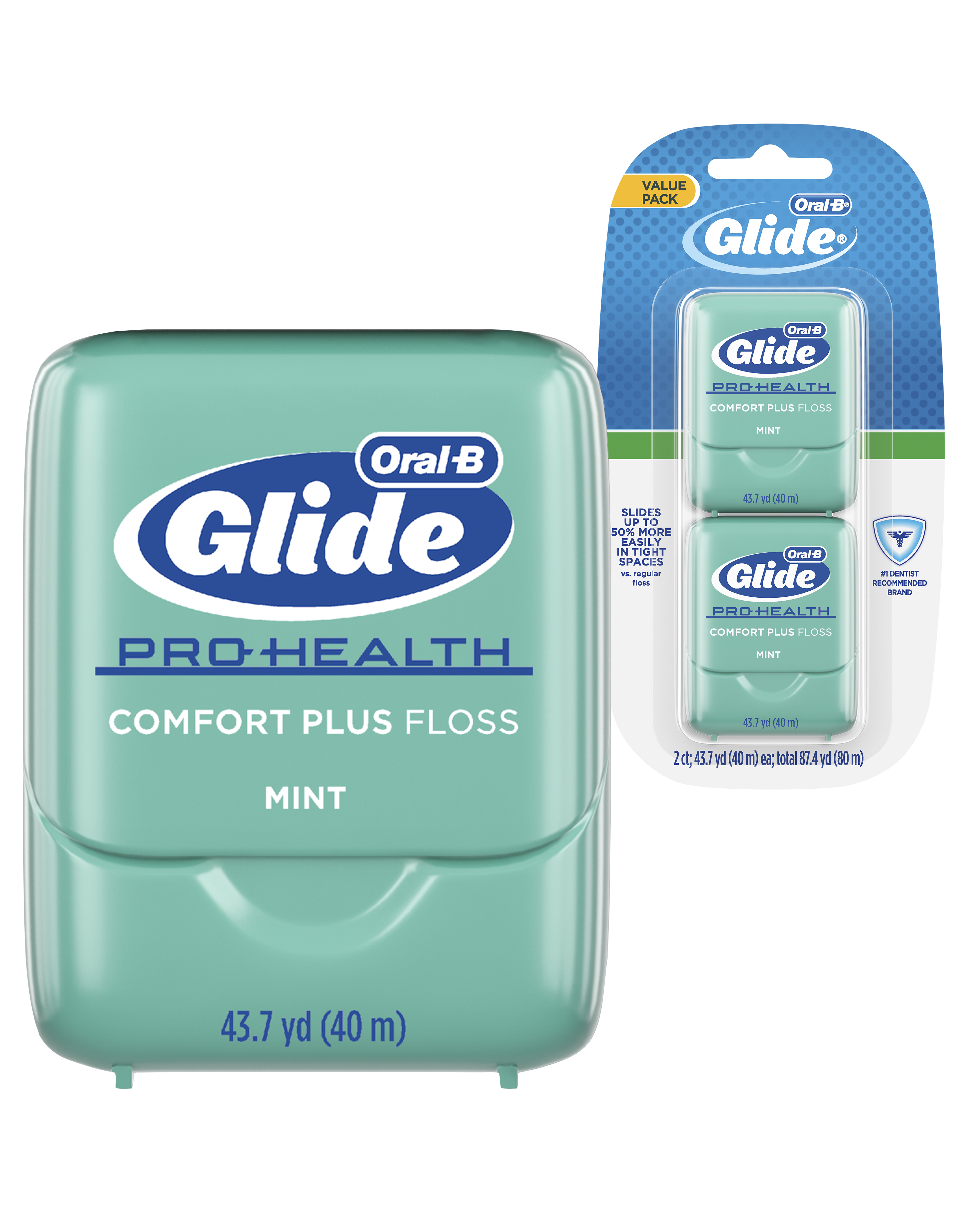 Oral-B Glide Pro-Health Comfort Plus Ribbon Dental Floss, Extra Soft, Value 2 Pack (40m Each) Oral-B