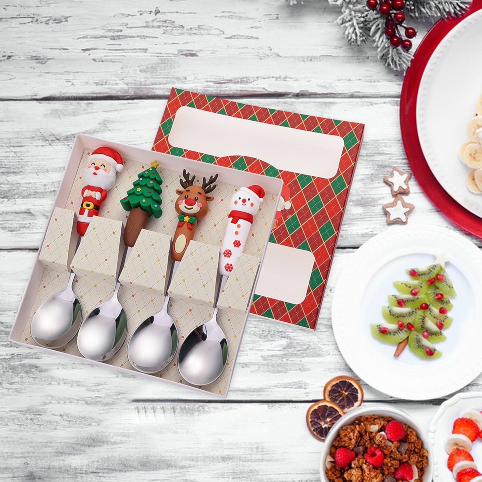 Apmemiss Christmas Clearance! Christmas Spoon Set Cute Snowman Spoon Christmas Dessert Spoon Fork Gift Cutlery Clearance Sale Apmemiss