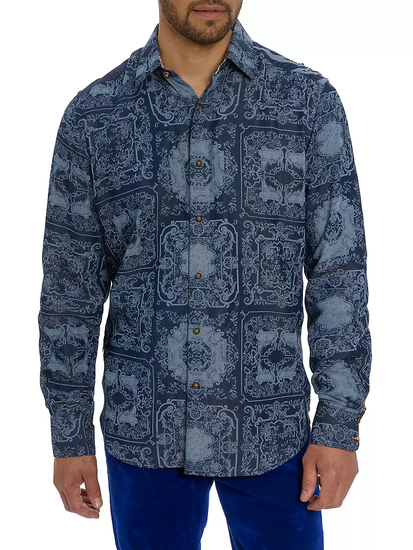 Мужская Повседневная рубашка Robert Graham Ikebana Damask Robert Graham