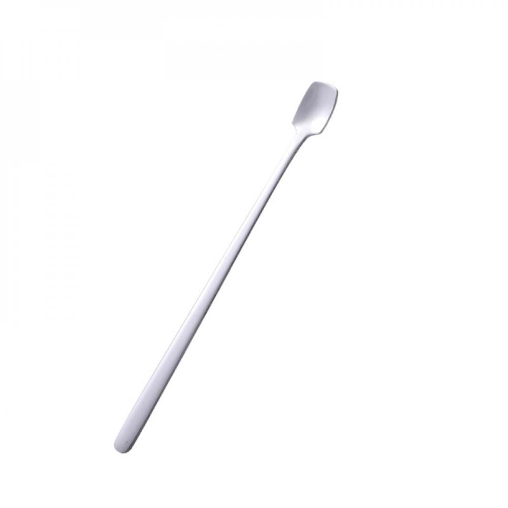 Stainless Steel Coffee Ice Spoon Square Head Color Long Handle Coffee Milk Tea Mixing Spoon Square Ice Spoon Mark Cup Spoon Popvcly