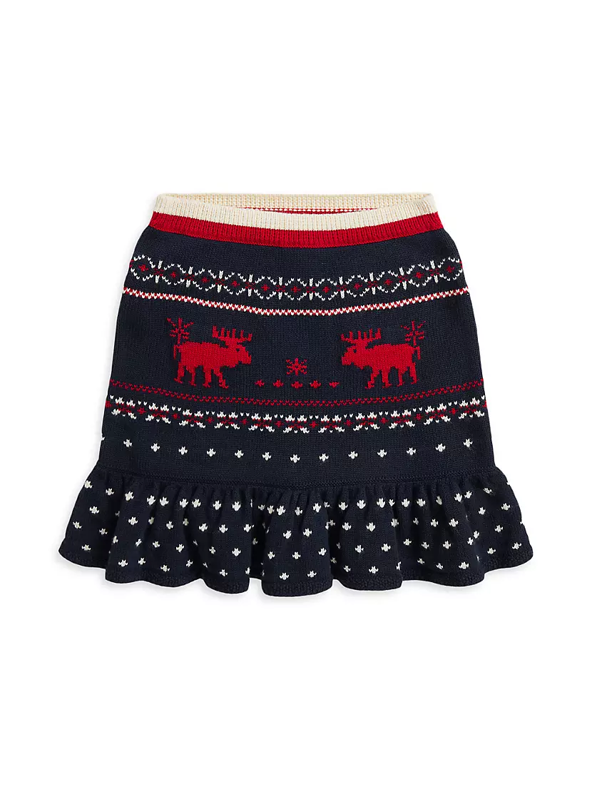 Детская трикотажная юбка Polo Ralph Lauren с рюшами в стиле Fair Isle, 60% хлопок и 40% шерсть Polo Ralph Lauren