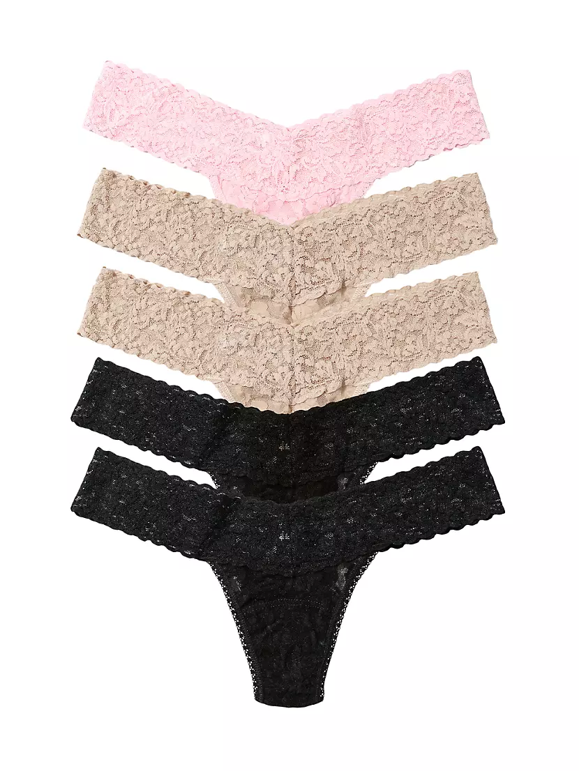 Женские Трусы Hanky Panky Signature Lace 5-Pack Low-Rise Thong Set Hanky Panky