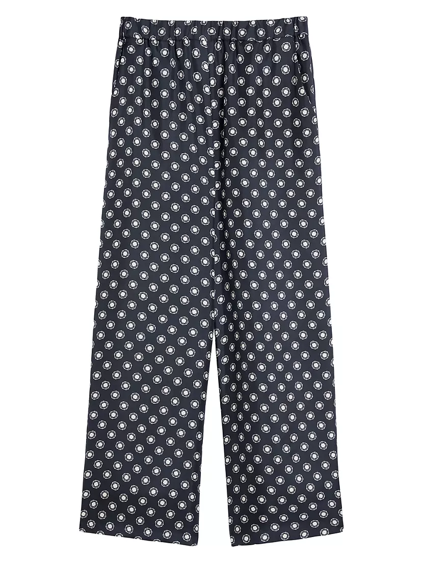 Vik Medallion-Print Silk Wide-Leg Pants Max Mara