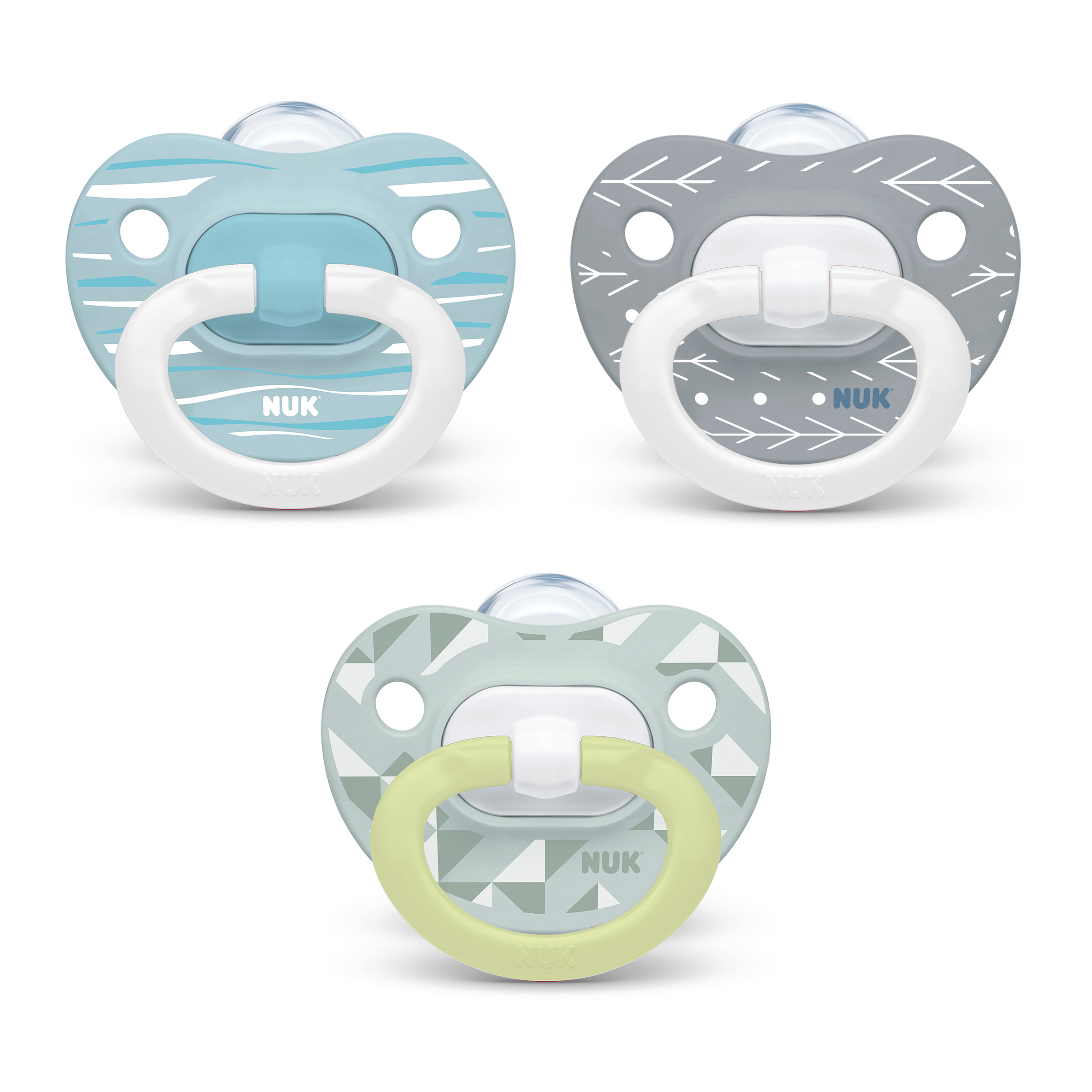 NUK Orthodontic Pacifier, 3-Pack, 18-36 Months, Assorted Colors NUK