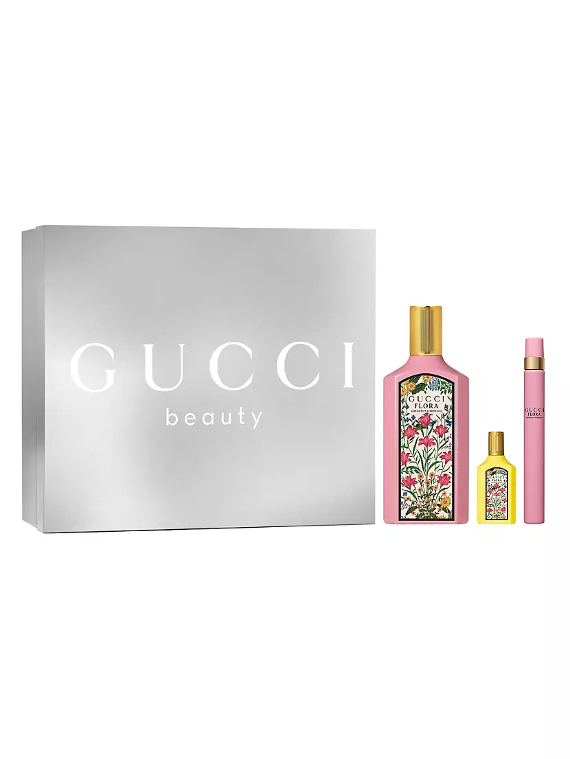 Набор духов Gucci Flora Gorgeous, 3 предмета, 96,5 мл. Праздничный аромат для женщин Gucci