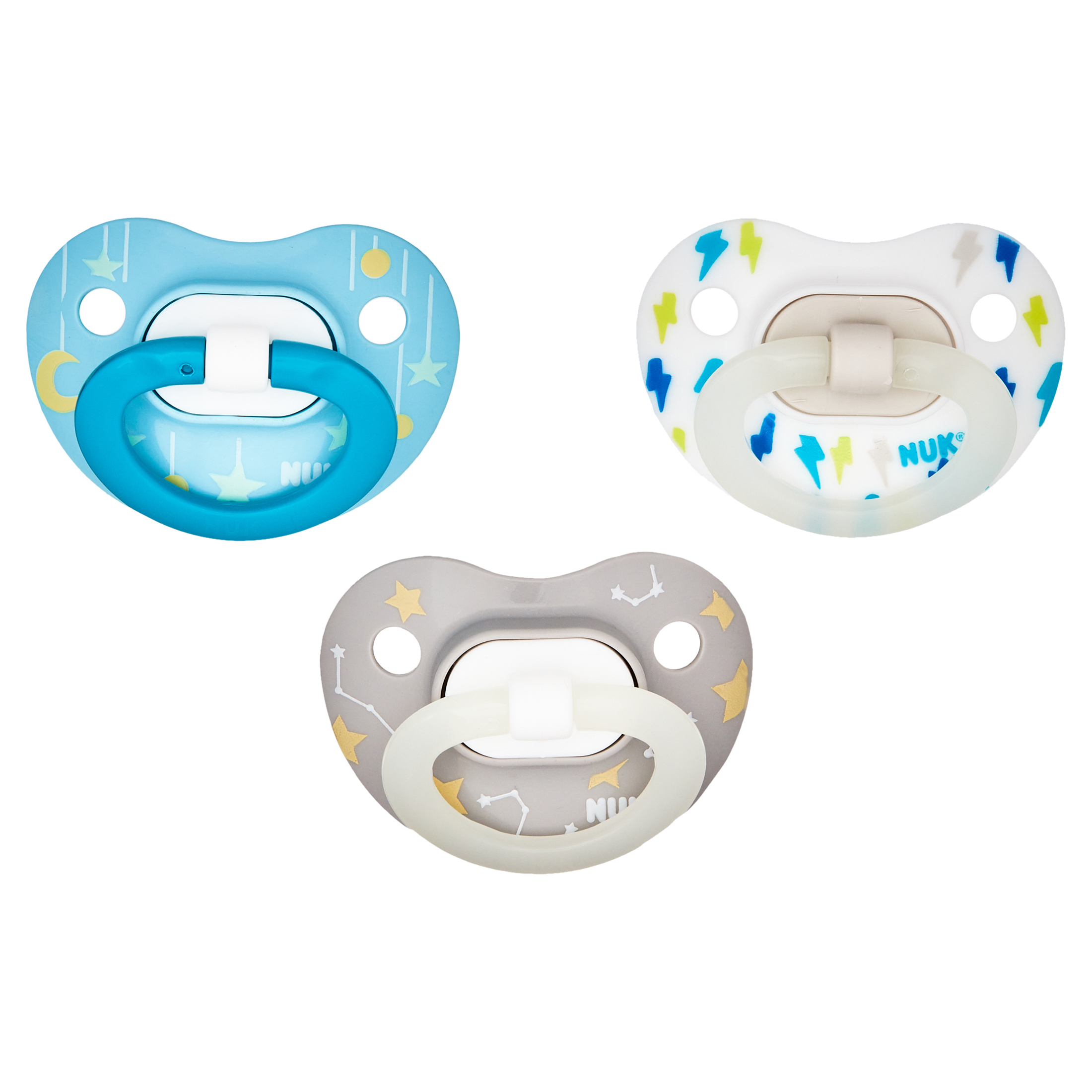 NUK Orthodontic Pacifiers, 6-18 Months, Neutral, Unisex, 3 Pack NUK