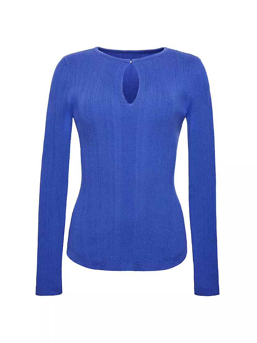 Женская Блузка Santorelli Ribbed Wool Long-Sleeve Top Santorelli