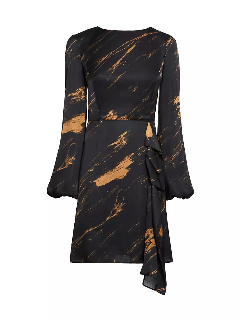 Женское Повседневное Платье Santorelli Abstract Ruffle Jewel-Neck Mini-Dress Santorelli