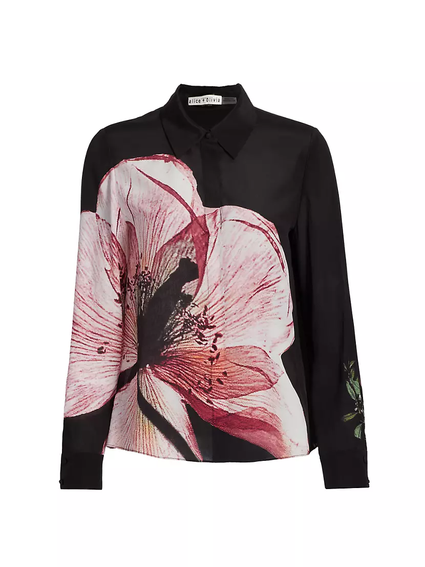 Женская Повседневная рубашка Alice + Olivia Willa Floral Silk Alice + Olivia