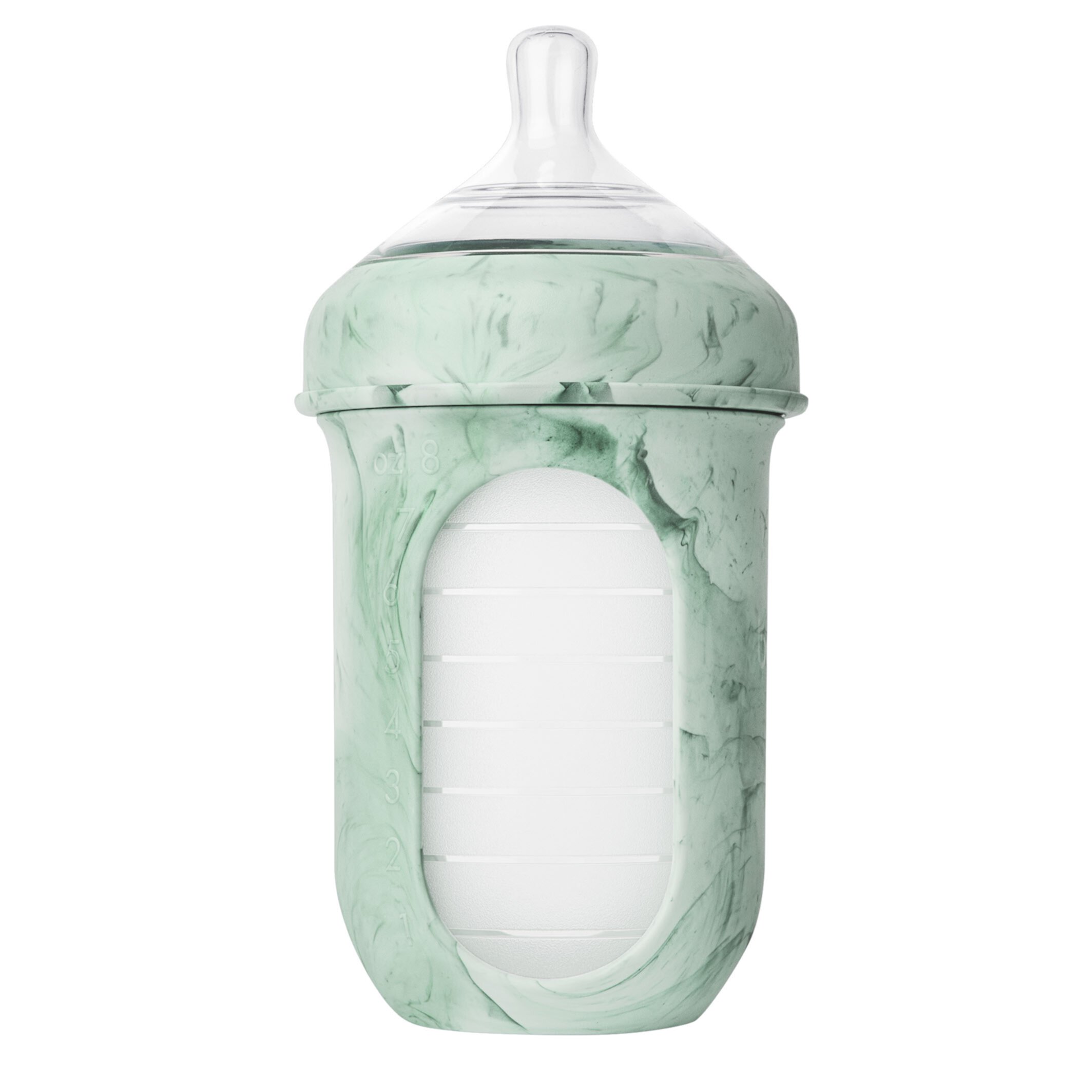 Boon NURSH Reusable Silicone Pouch Baby Bottle – Stage 2 Medium Flow – 8oz – Mint Tie Dye Boon