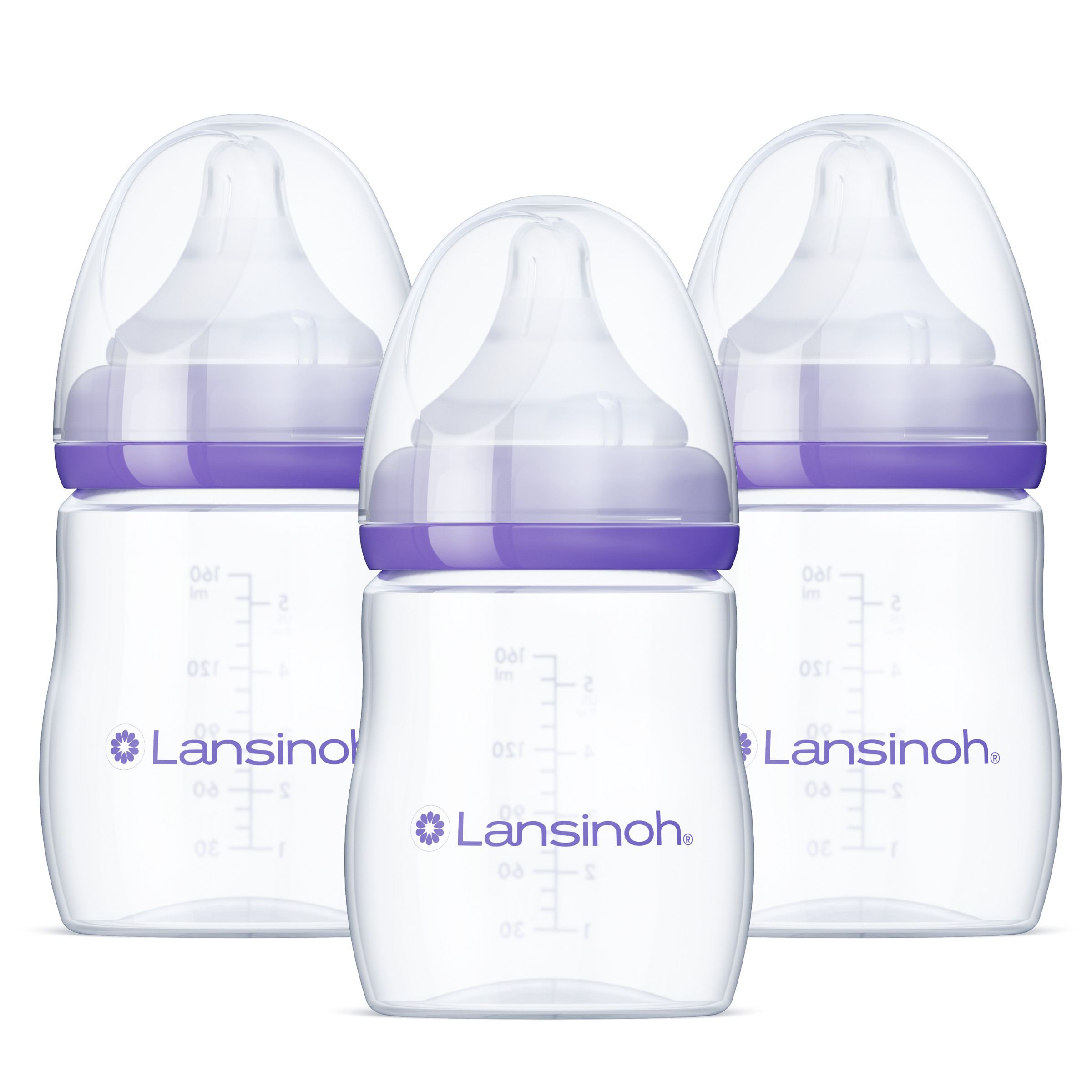 Lansinoh Anti-Colic Baby Bottles for Breastfeeding Babies, 5 Ounces, 3 Count, Includes 3 Slow Flow Nipples, Size S Lansinoh