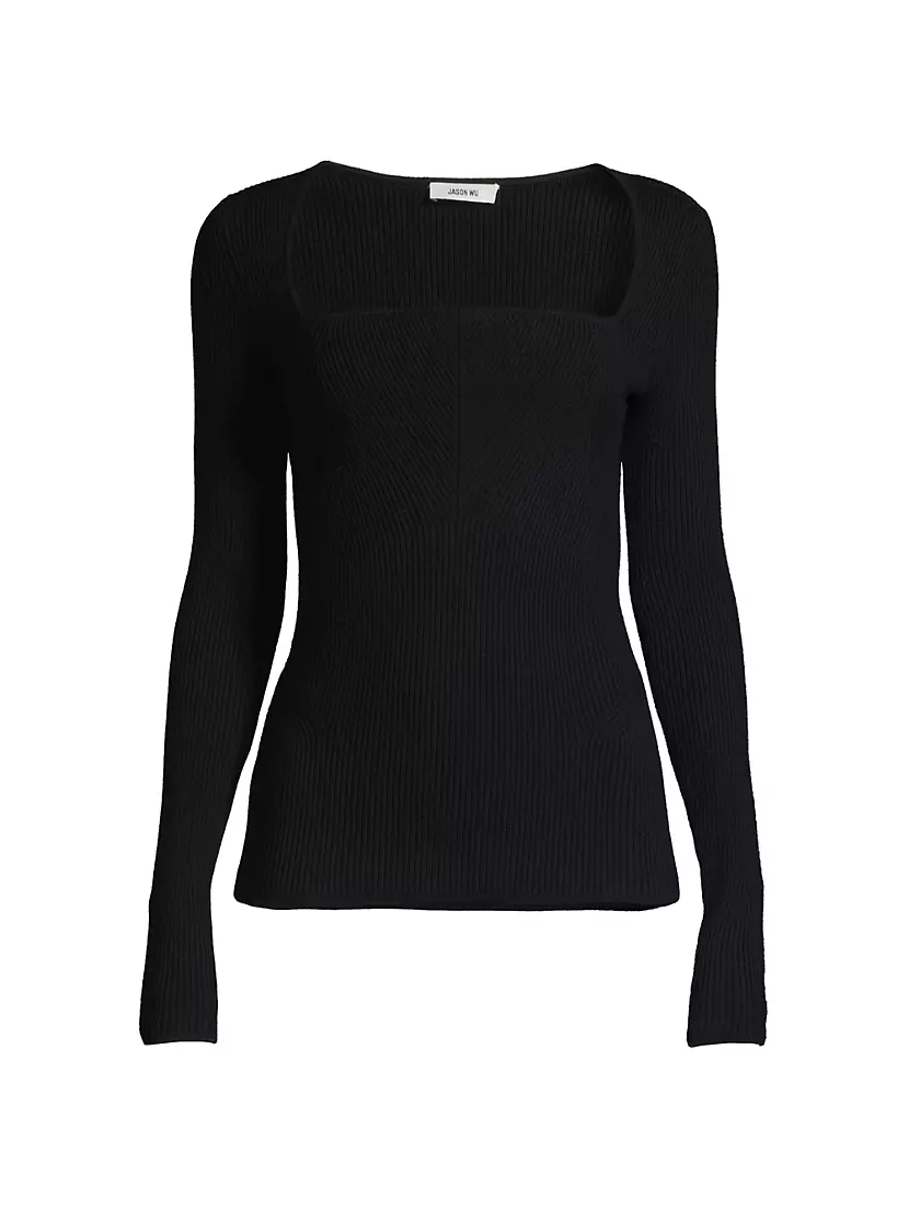 Женская Блузка Jason Wu Wool Rib-Knit Fitted Top Jason Wu