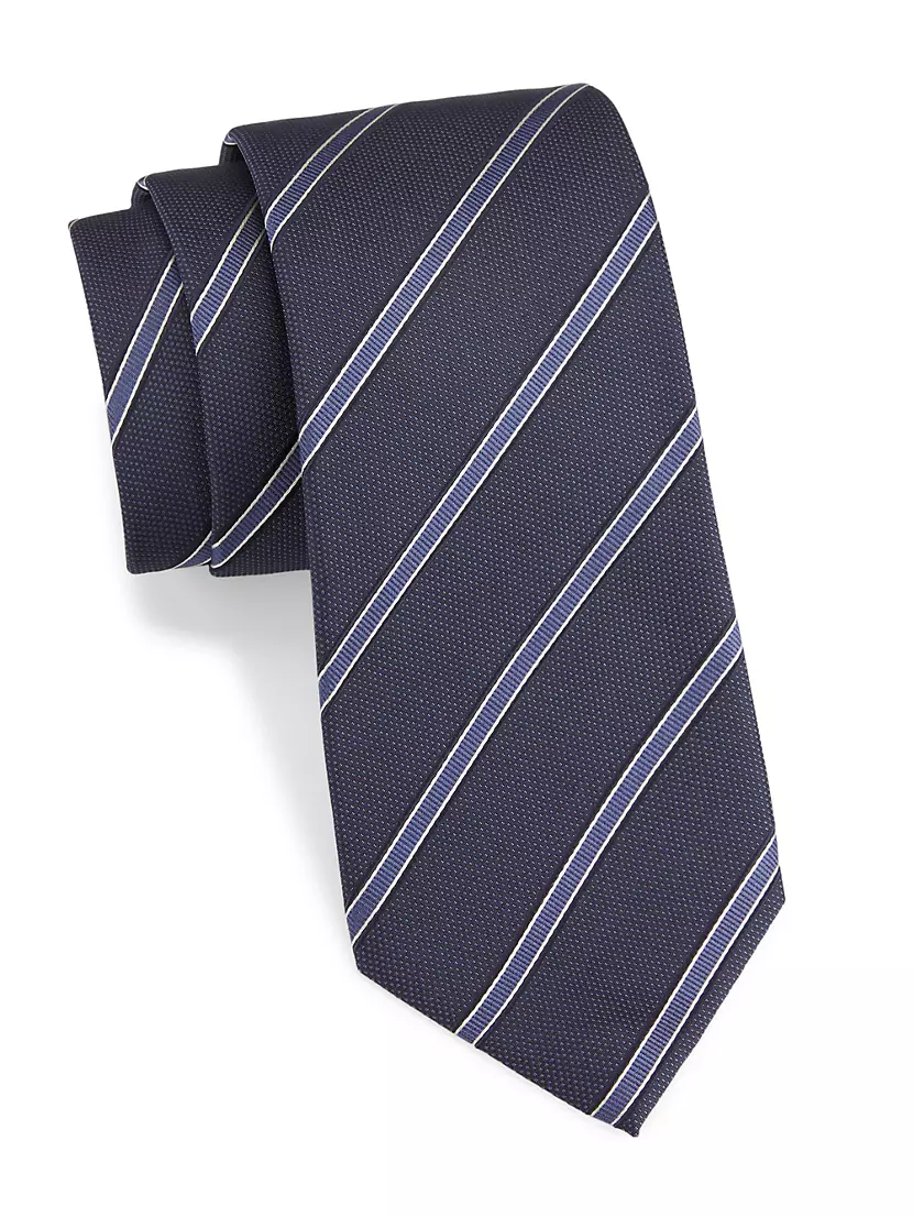 Галстук ISAIA Textured Striped Silk Tie ISAIA