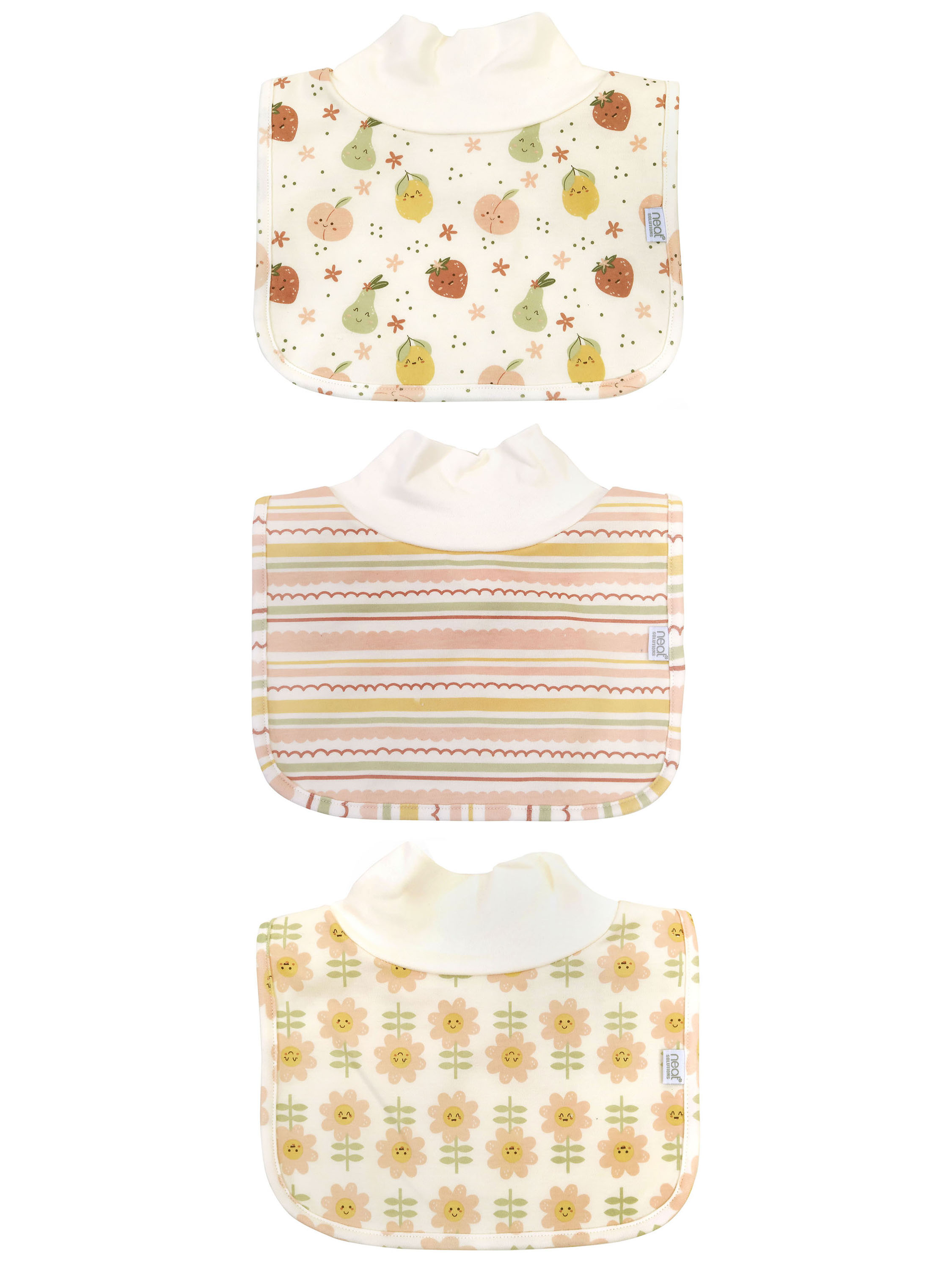 Neat Solutions 3 Pack Girl Printed Mockneck Bib Neat Solutions