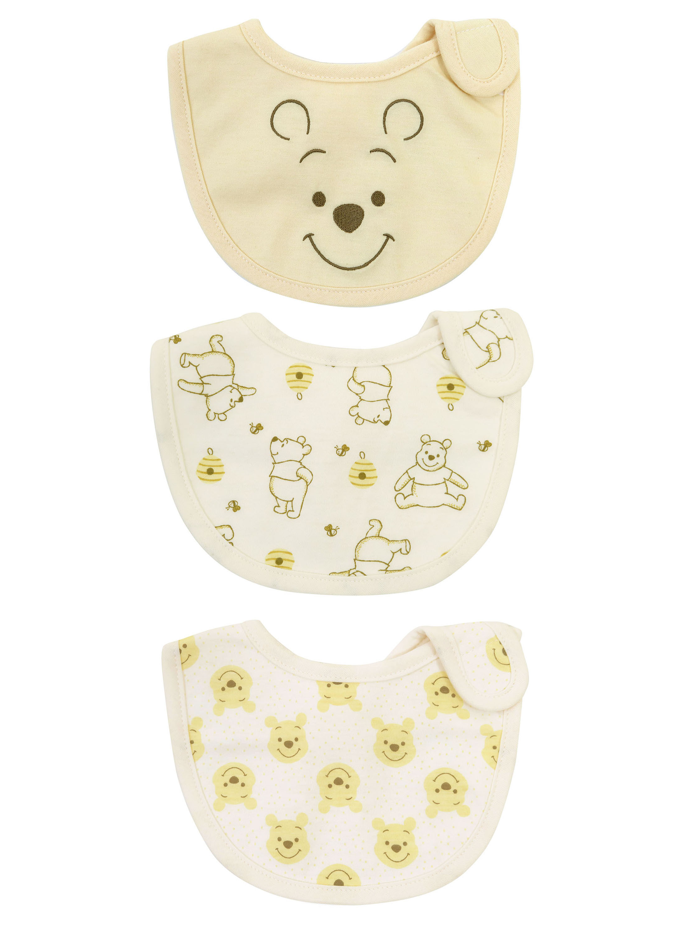 Disney Winnie the Pooh 3 Pack Newborn Side Closure Bibs Disney