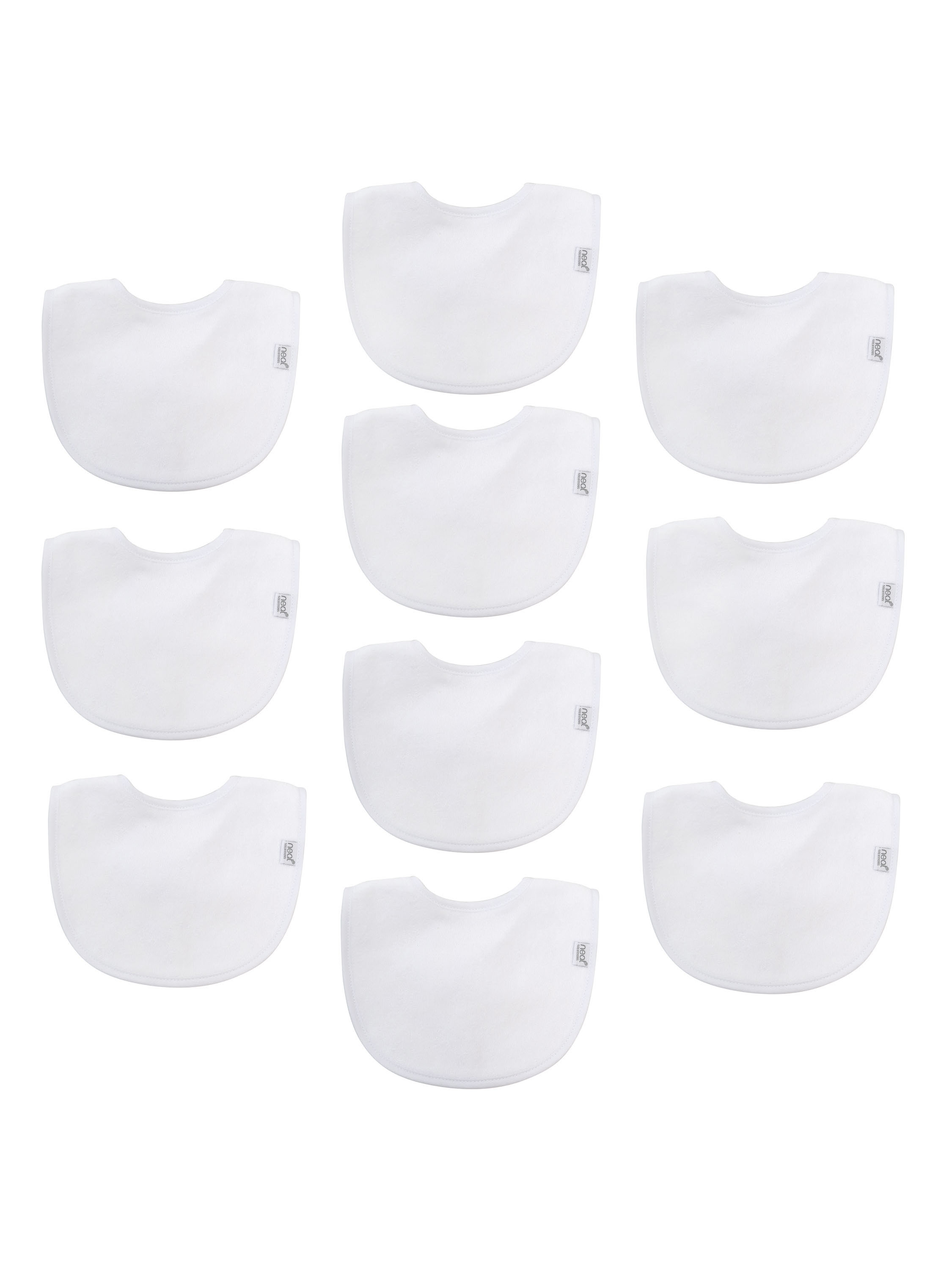 Neat Solutions 10 Pack Unisex White Solid Infant Bib Neat Solutions