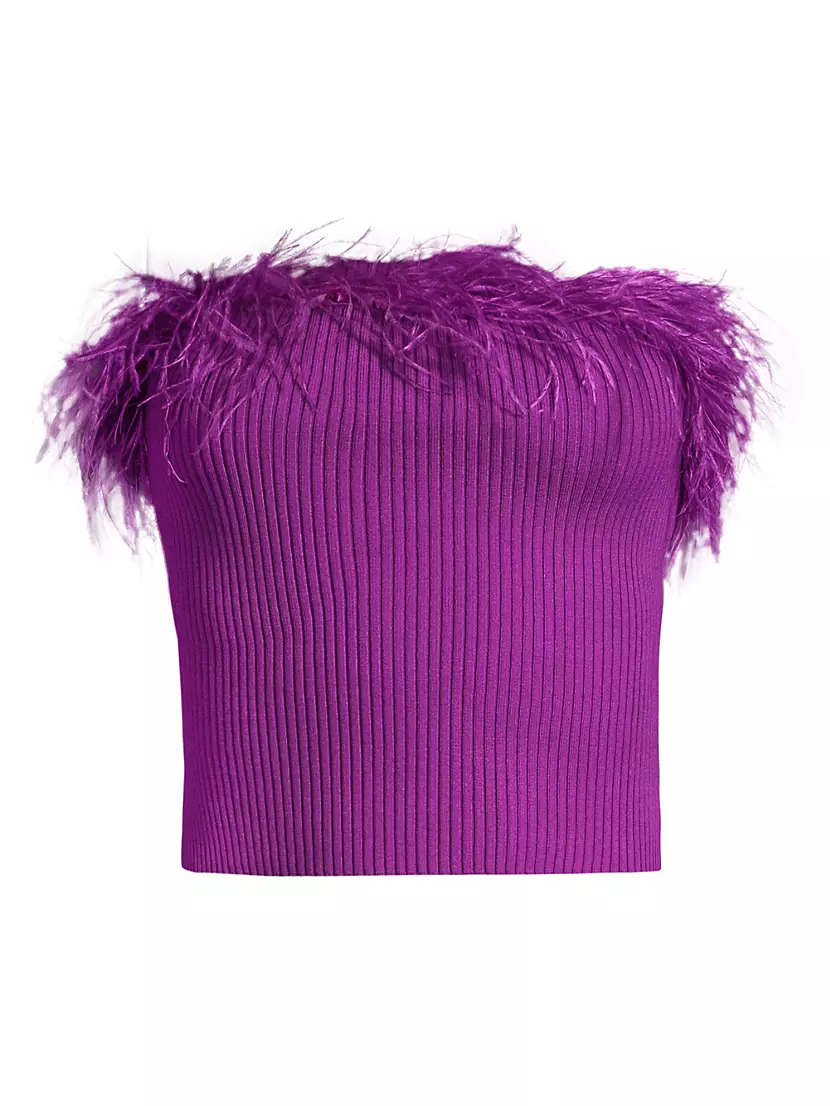 Женская Блузка MILLY Rib-Knit Feather Tube Top MILLY